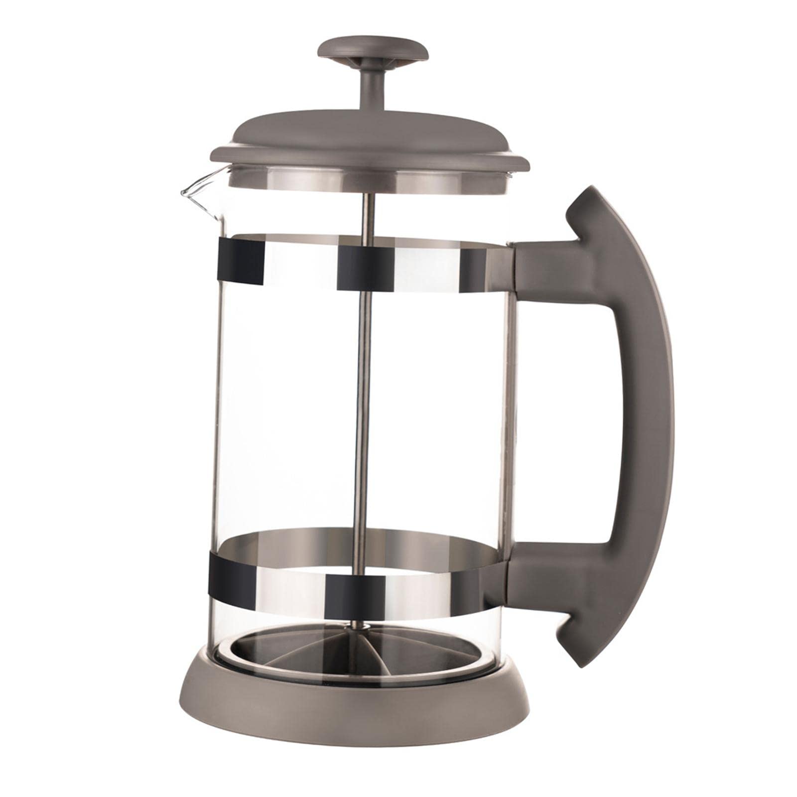 Premium French Press Coffee Maker - 34oz Borosilicate Glass & Stainless Steel Espresso Plunger for Office, Home & Travel - Durable Gray Coffee Kettle for Brewing Rich, Bold Coffee Anytime