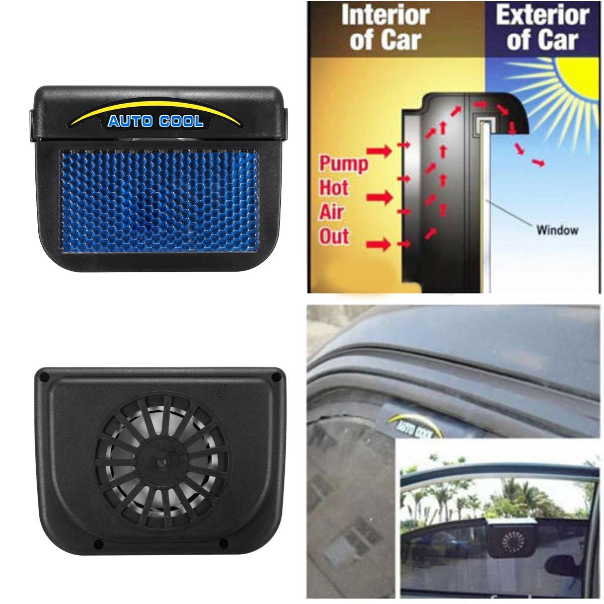 DaMohony Solar Powered Car Ventilator & Exhaust Fan - Automotive Air Circulation System for Fresh Air, Eliminate Car Odors | Ideal for Parking, Road Trips & Hot Weather Use