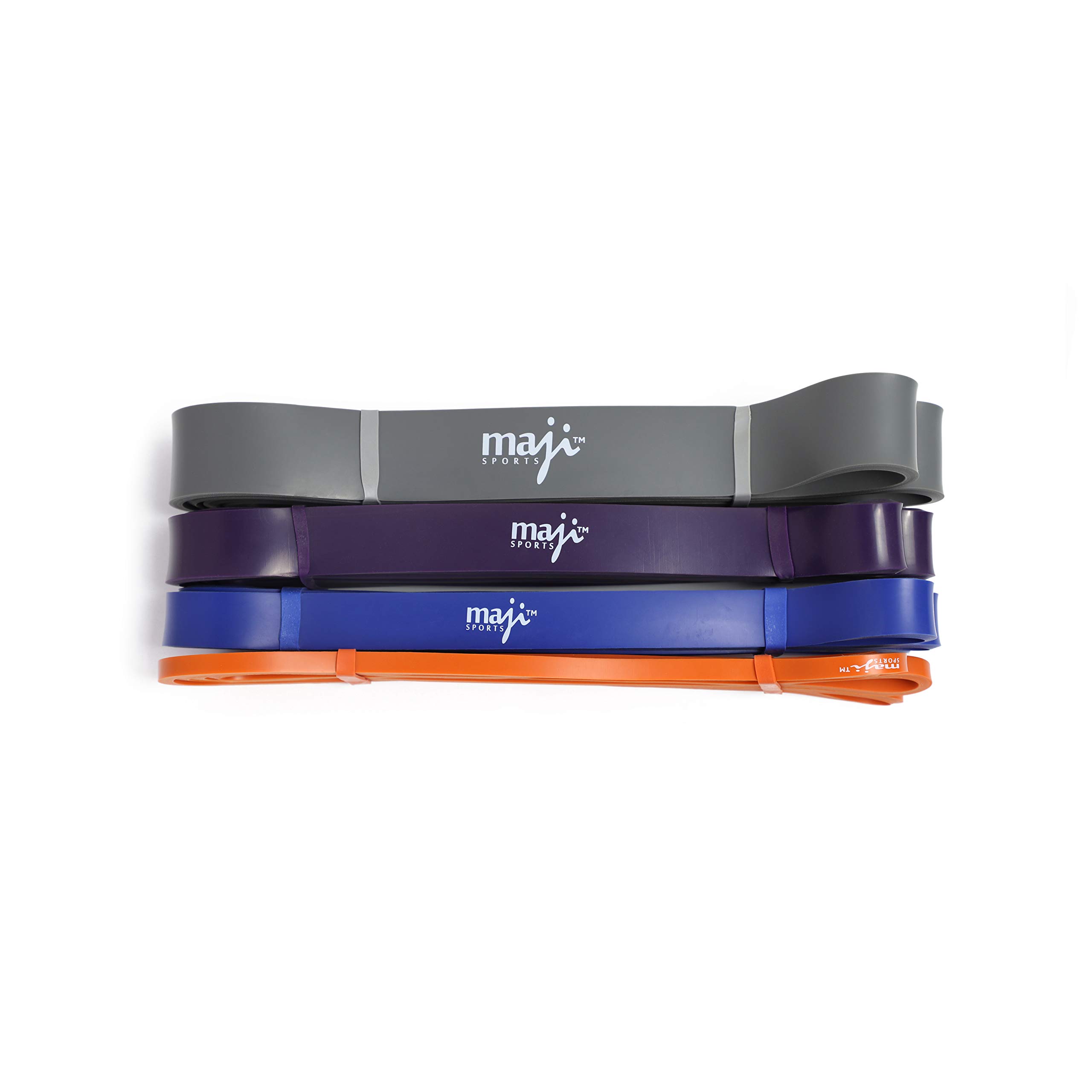 Maji Sports 4-Pack Full Body Resistance Bands Set for Strength Training, Yoga, Pilates & Home Workouts - Heavy Duty Exercise Bands for Men & Women