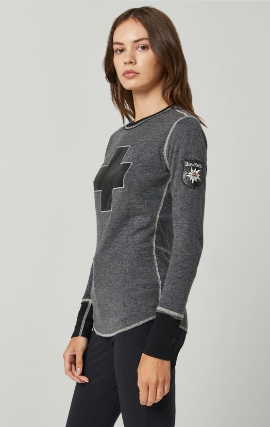 Alp N Rock Helvetica Crew Neck Sweatshirt - Heather Black - Soft & Comfortable Pullover for Men & Women - Perfect for Casual Wear, Gym, and Outdoor Activities