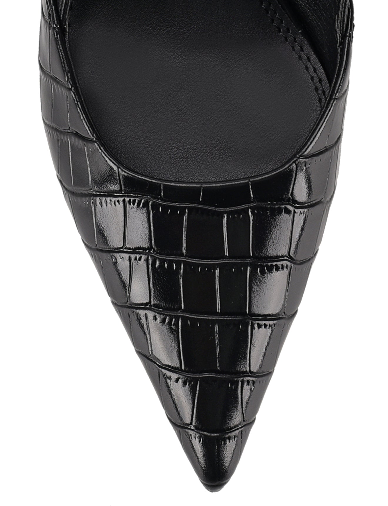 Yasmine Slingback Heels - Black Crocodile Leather Pumps for Women | Elegant Dress Shoes for Weddings, Parties & Office Wear