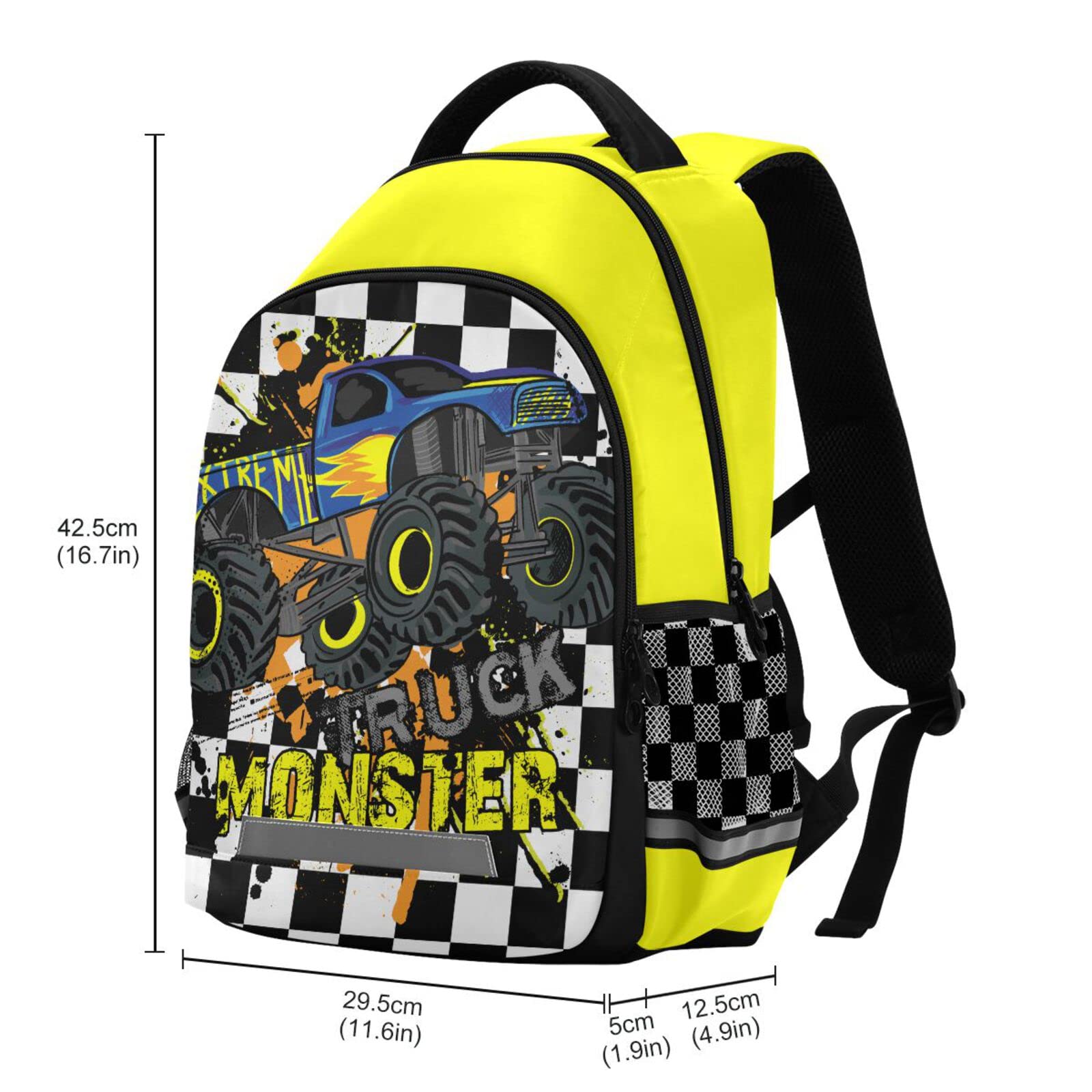 Monster Truck Backpack for Boys & Girls - Durable School Backpack for Kids, Elementary Bookbag with Spacious Compartments - Perfect for School, Travel & Outdoor Adventures