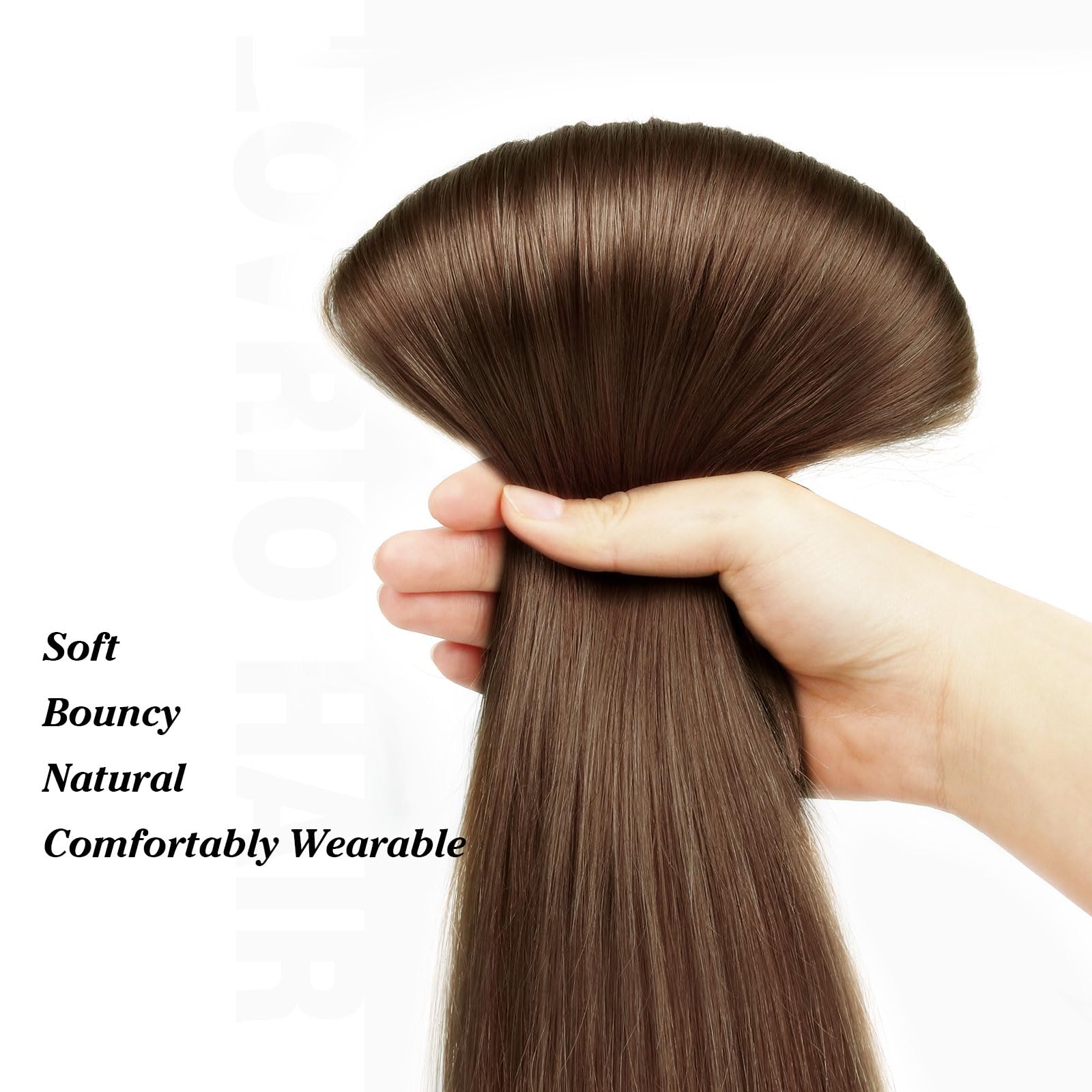 20 Inch 160g Clip-in Human Hair Extensions - Silky Straight, Thick & Voluminous, Chocolate Brown (10 Pieces, 21 Clips) for Parties, Weddings & Daily Styling