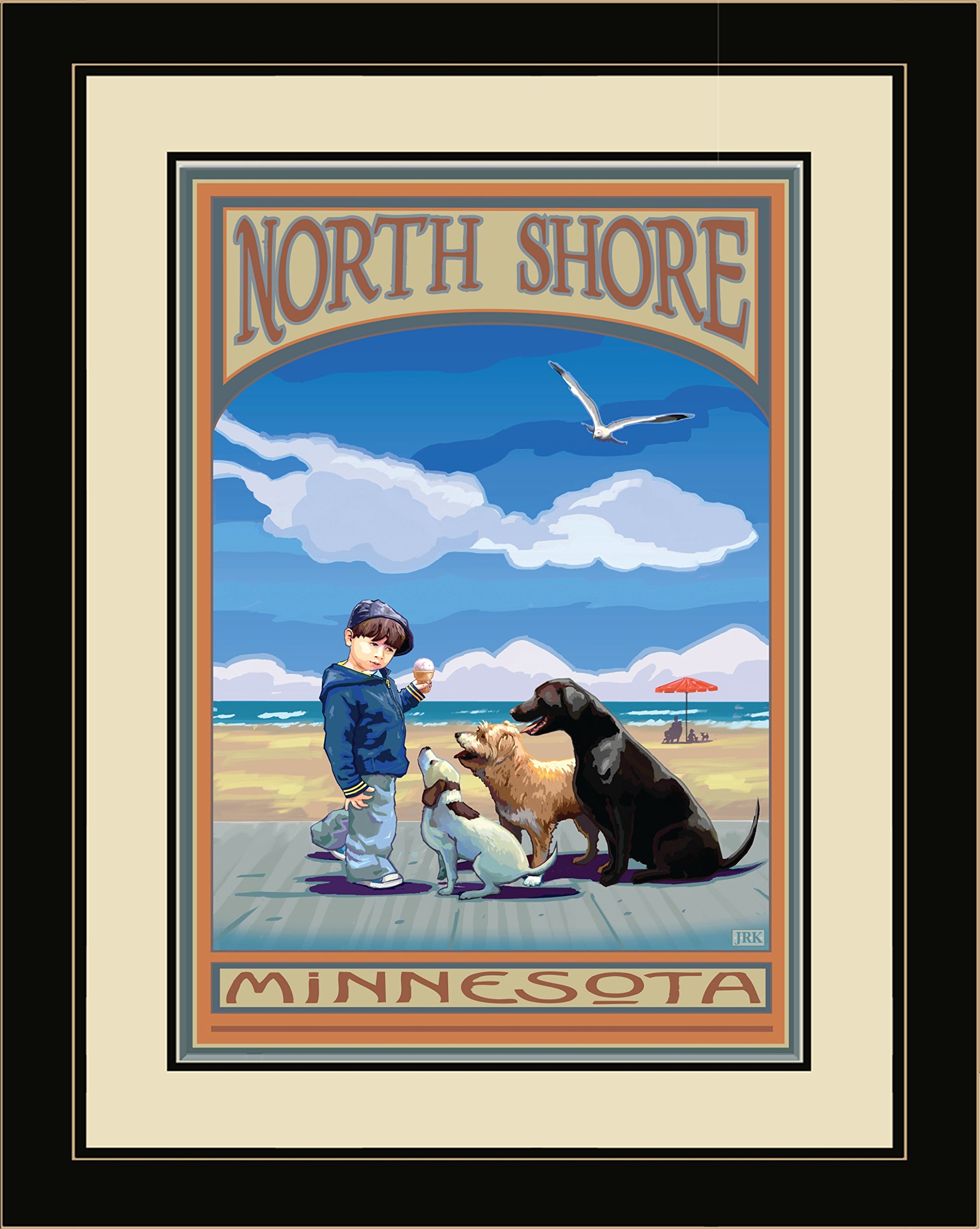 Joanne Kollman North Shore Minnesota Snack Attack Framed Wall Art - 20x26 Inches, Coastal Kitchen Decor for Dining Room & Cafe