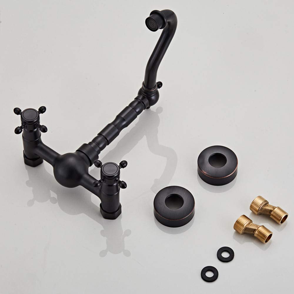 Brass Wall Mount Kitchen Faucet - Hot & Cold Water Rotating Tap for Sink, Washbasin & Bathroom | Perfect for Modern Homes, Restaurants & Commercial Spaces