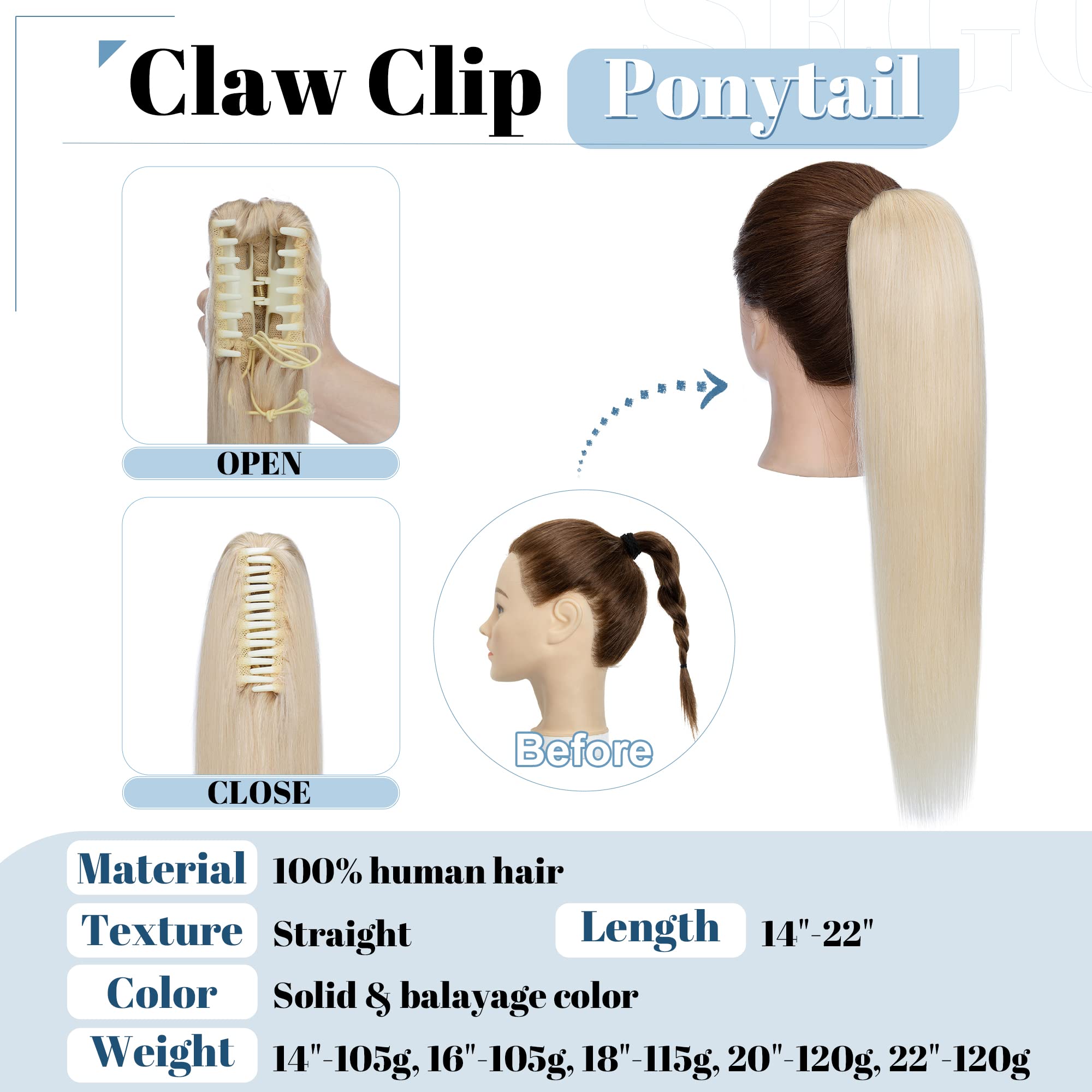SEGO Human Hair Clip-in Ponytail Extension - 18