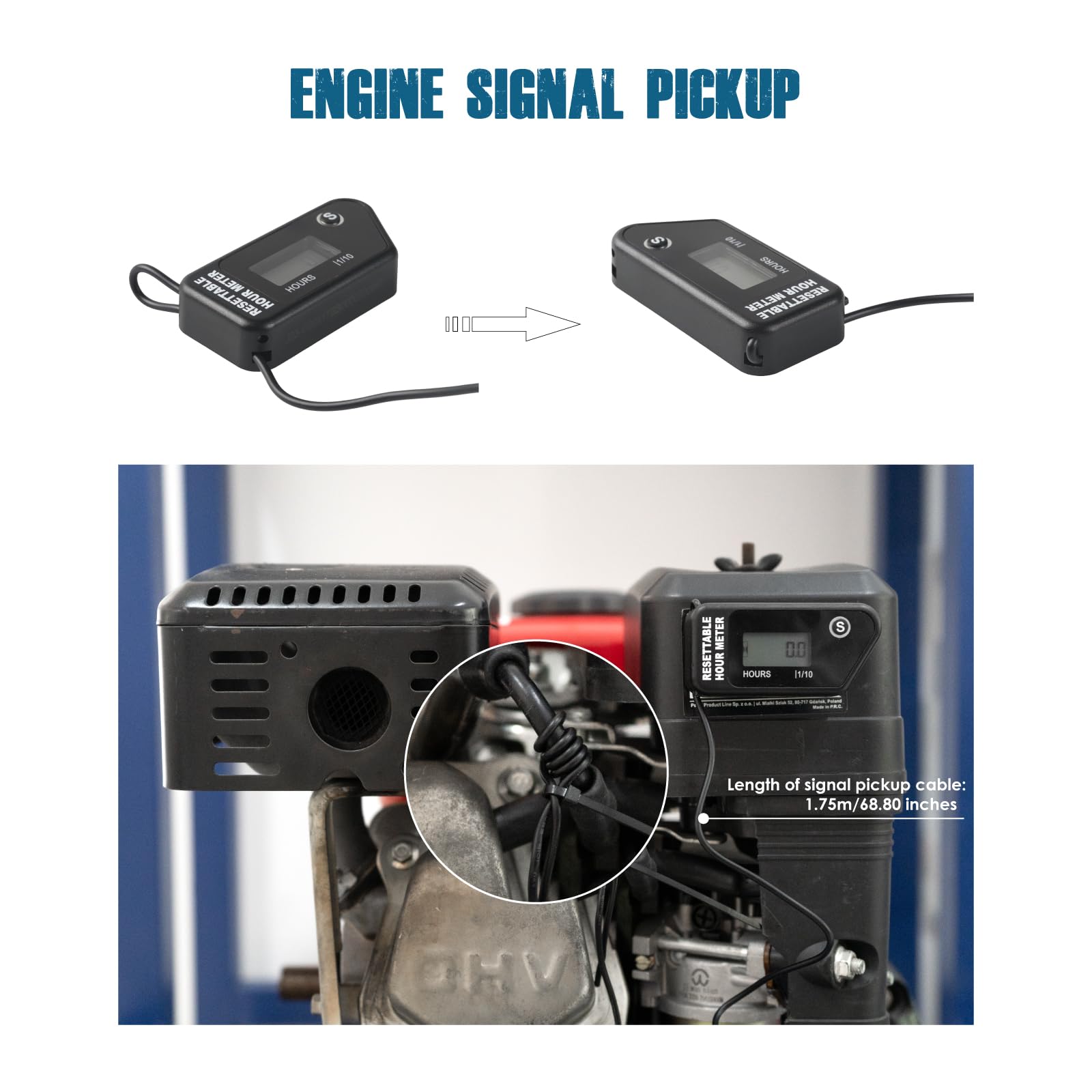 Runleader Digital Maintenance Hour Meter with Resettable Timer - Engine Usage Tracker for Lawn Mowers, Generators, Marine Outboards, ATVs, Snowblowers & Gas Powered Equipment | Monitor Service Intervals & Maintenance Schedules (Black) - Perfect for Fleet Management, Equipment Monitoring & Preventive Maintenance