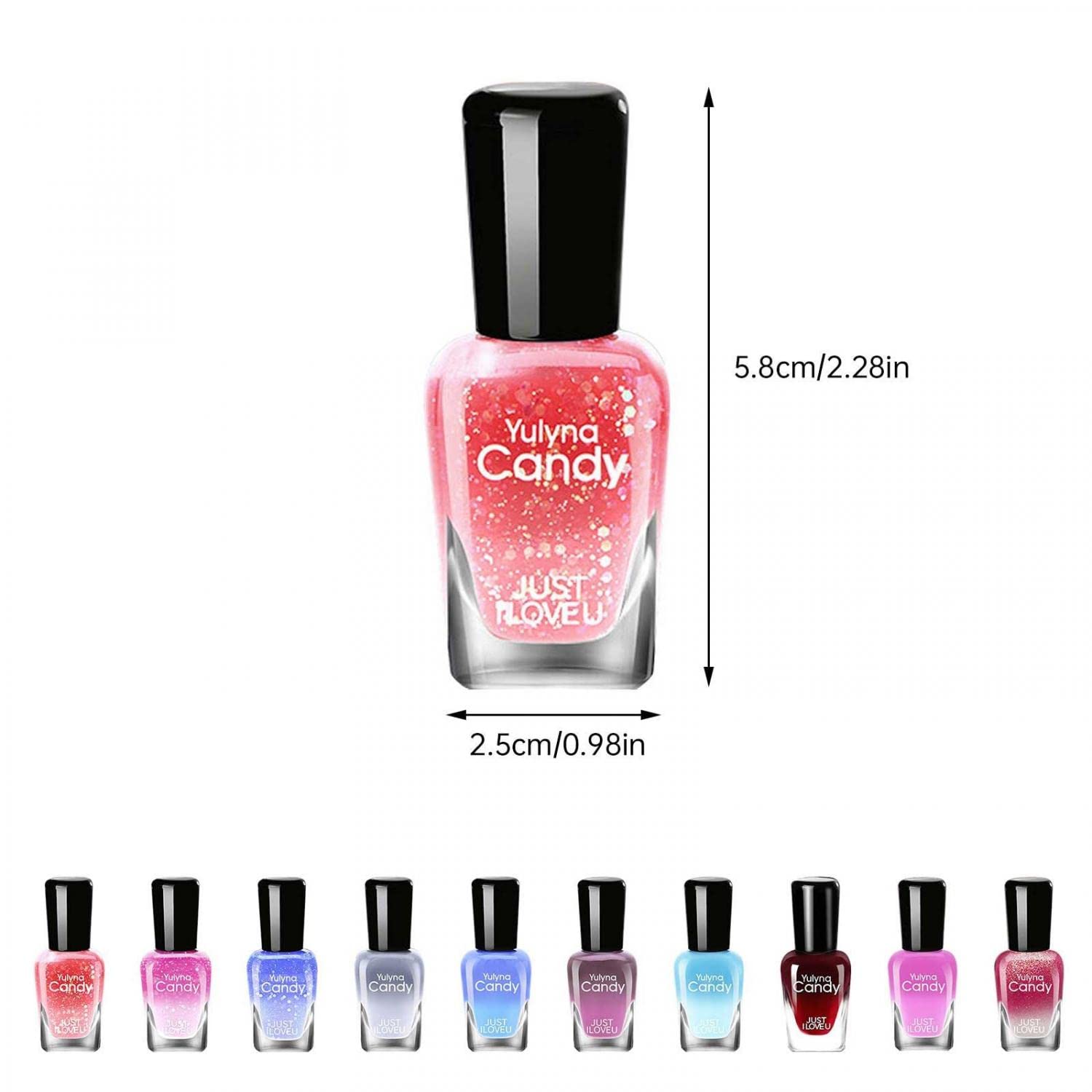 Thermo Color Changing Gel Nail Polish - Long Lasting UV/LED Soak Off Glitter Nail Art Kit for DIY Manicures | Perfect for Parties, Weddings & Special Occasions