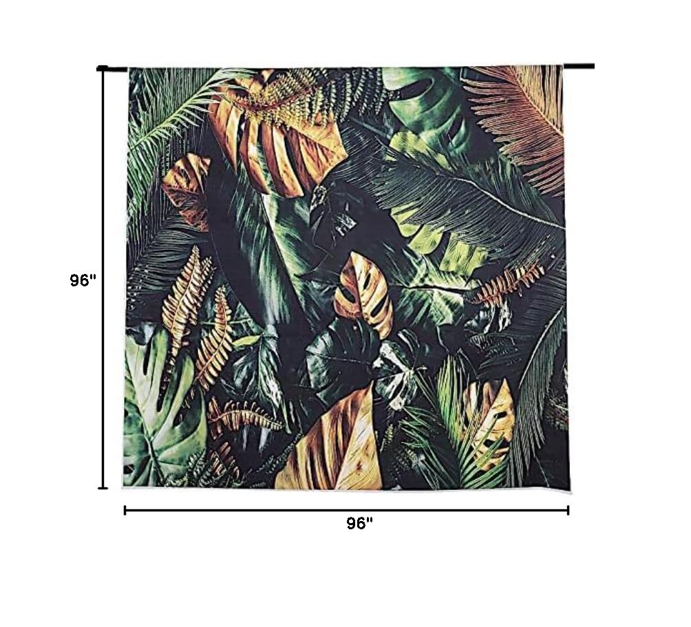 8 ft Vinyl Photography Backdrop Tropical Forest Leaves Printed - Wedding, Baby Shower, Birthday Party Decorations, Photo Booth Background
