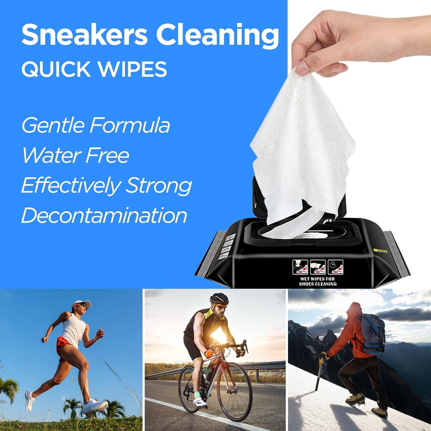 KLIFFOO Shoe Cleaner Wipes for Sneakers - 80 Count Disposable Cleaning Wipes for White Shoes, Sports Shoes & All Footwear | Quickly Remove Dirt & Stains | Perfect for Gym, Travel & Everyday Shoe Care