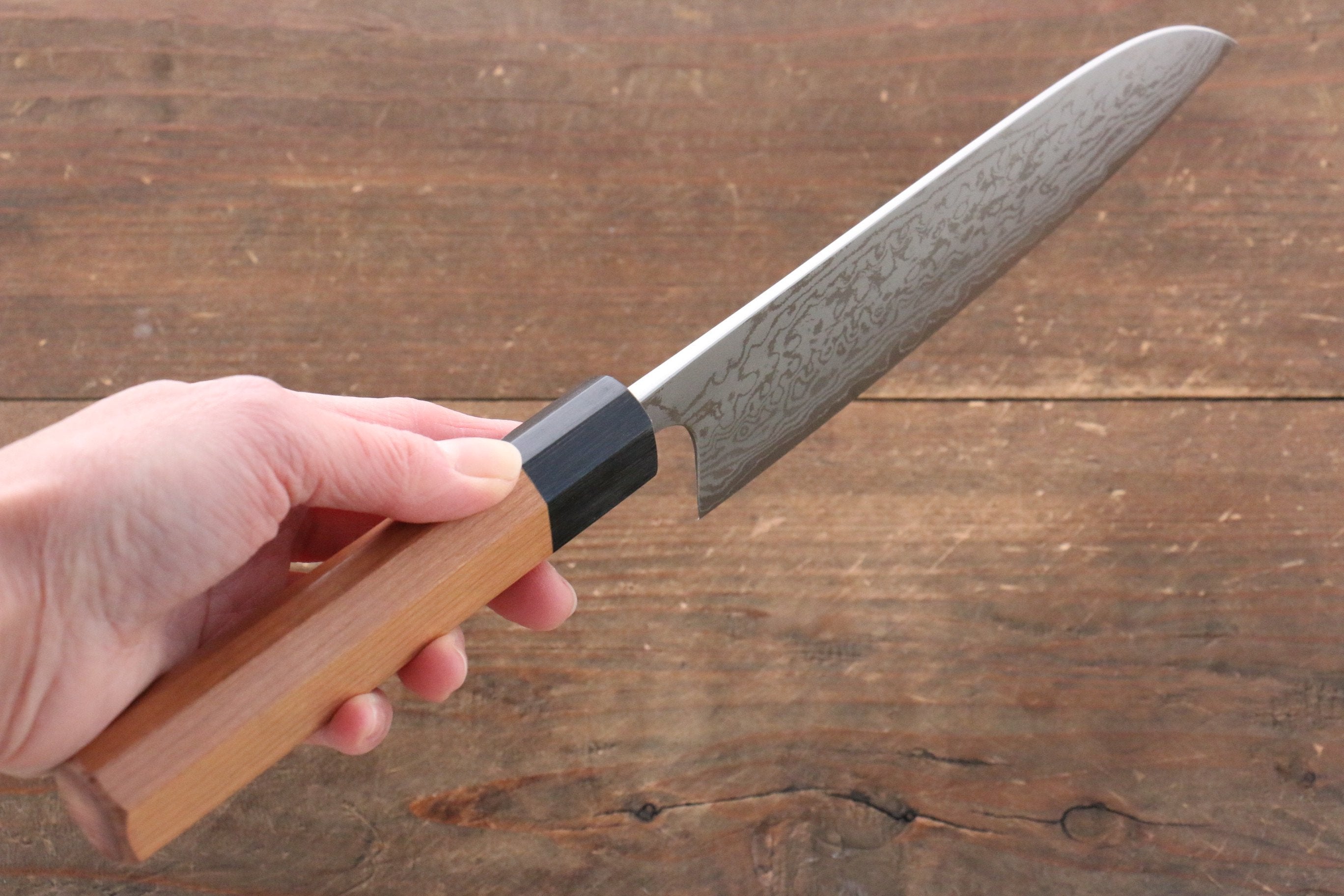VG10 Damascus Steel Santoku Knife 170mm - Cherry Blossom Wood Handle Japanese Kitchen Knife for Slicing, Dicing & Chopping Vegetables, Meat & Fish - Perfect for Home Chefs & Professional Cooking