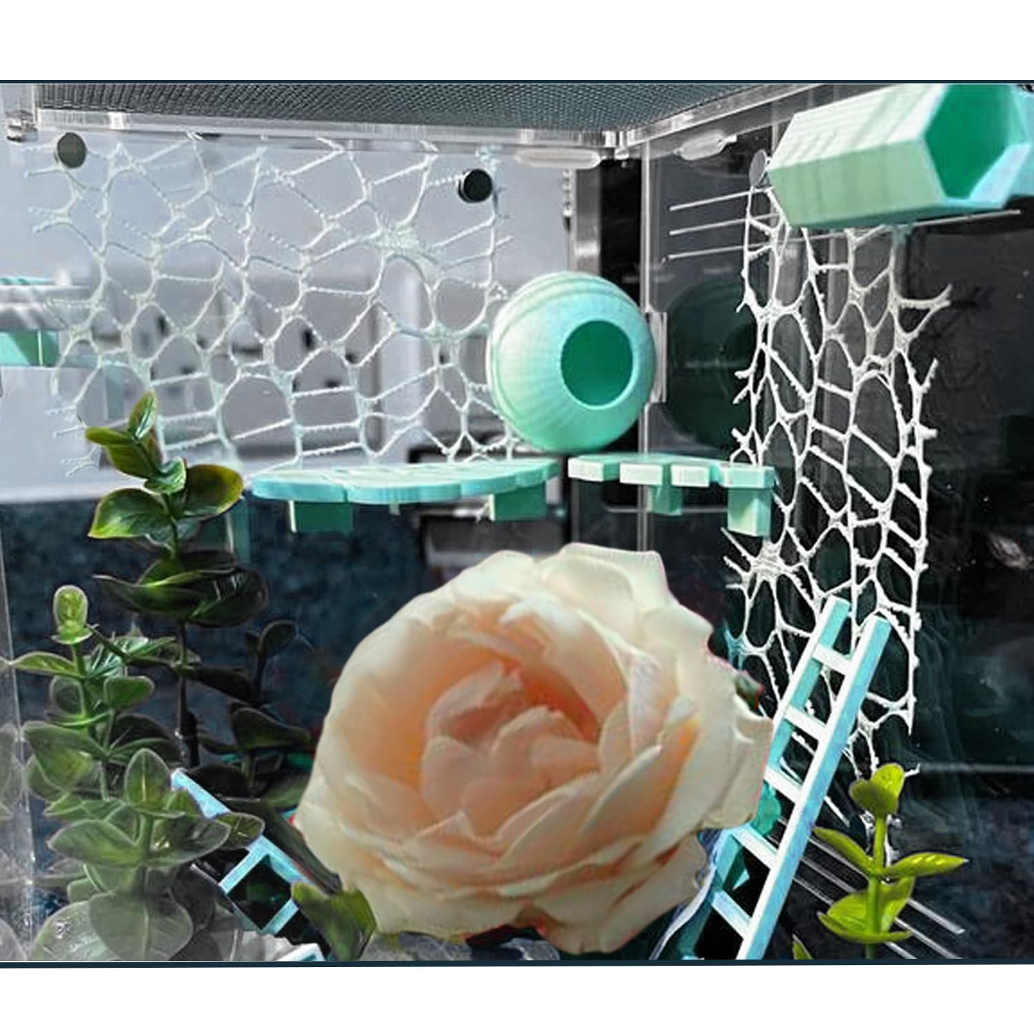 4 Pack Magnetic Jumping Spider Webbed Moss Ribbon - Climbing Ladder & Habitat Decor for Spoods Enclosure | Perfect for Spider Terrariums, Pet Tarantula Homes & Exotic Insect Habitats