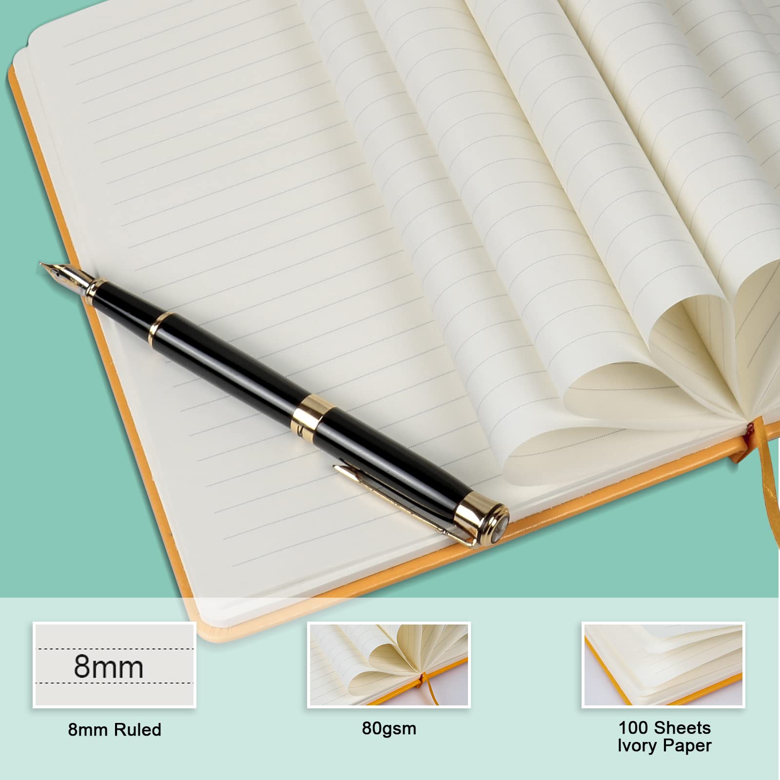 Premium Leather Lined Journal Notebook for Women & Men - 8.3