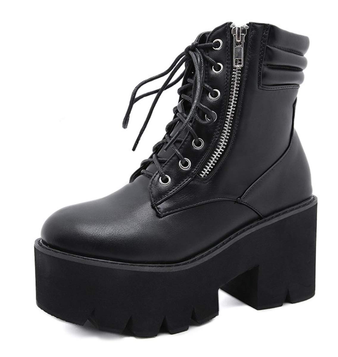HeelChic Women's Chunky Block Heel Ankle Boots - Punk Style Mid Calf Platform Booties for Club, Party & Night Out Outfits