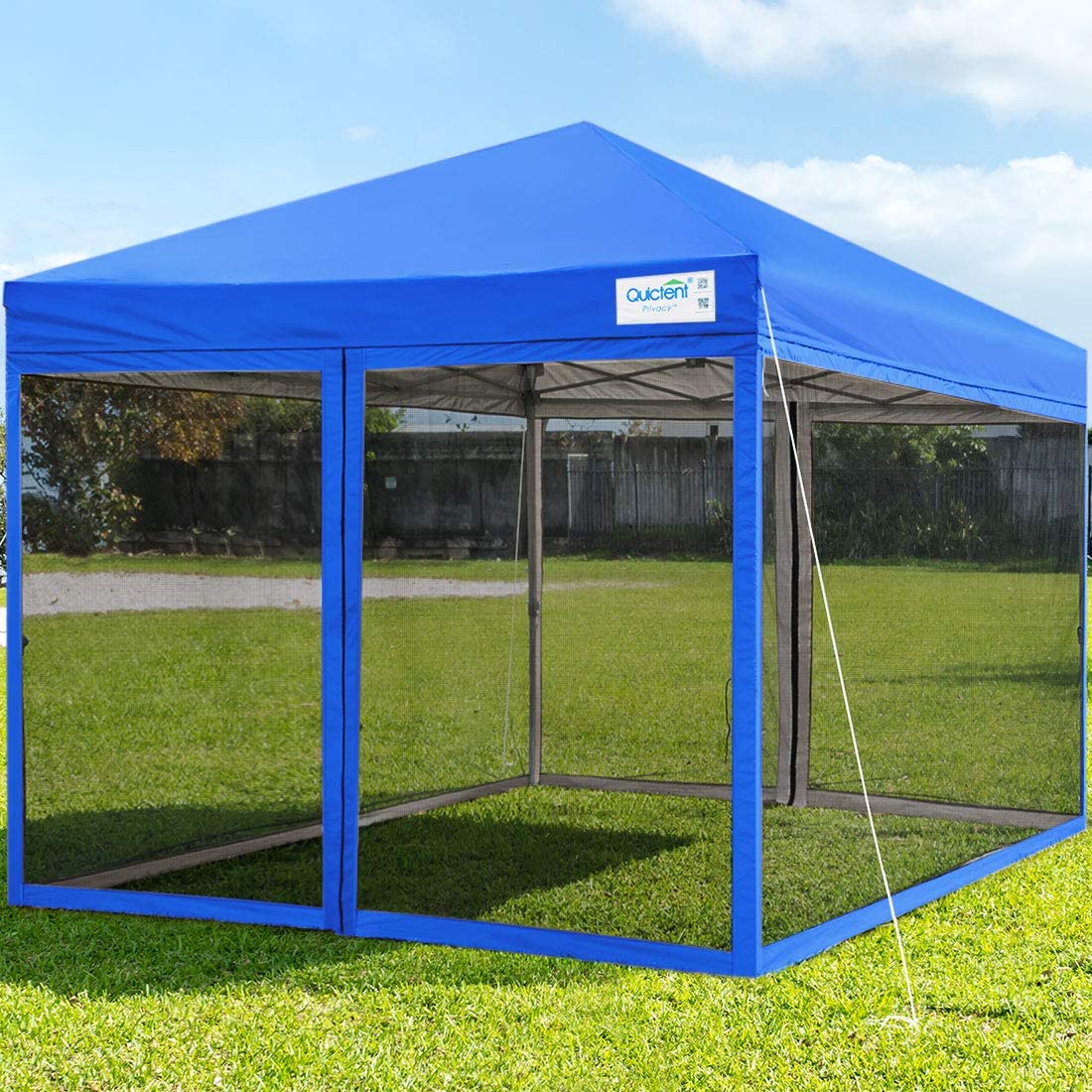 8' x 8' Pop Up Canopy Tent with Sidewalls & Netting - Instant Outdoor Shelter for Camping, Beach, Picnics, and Backyard Parties