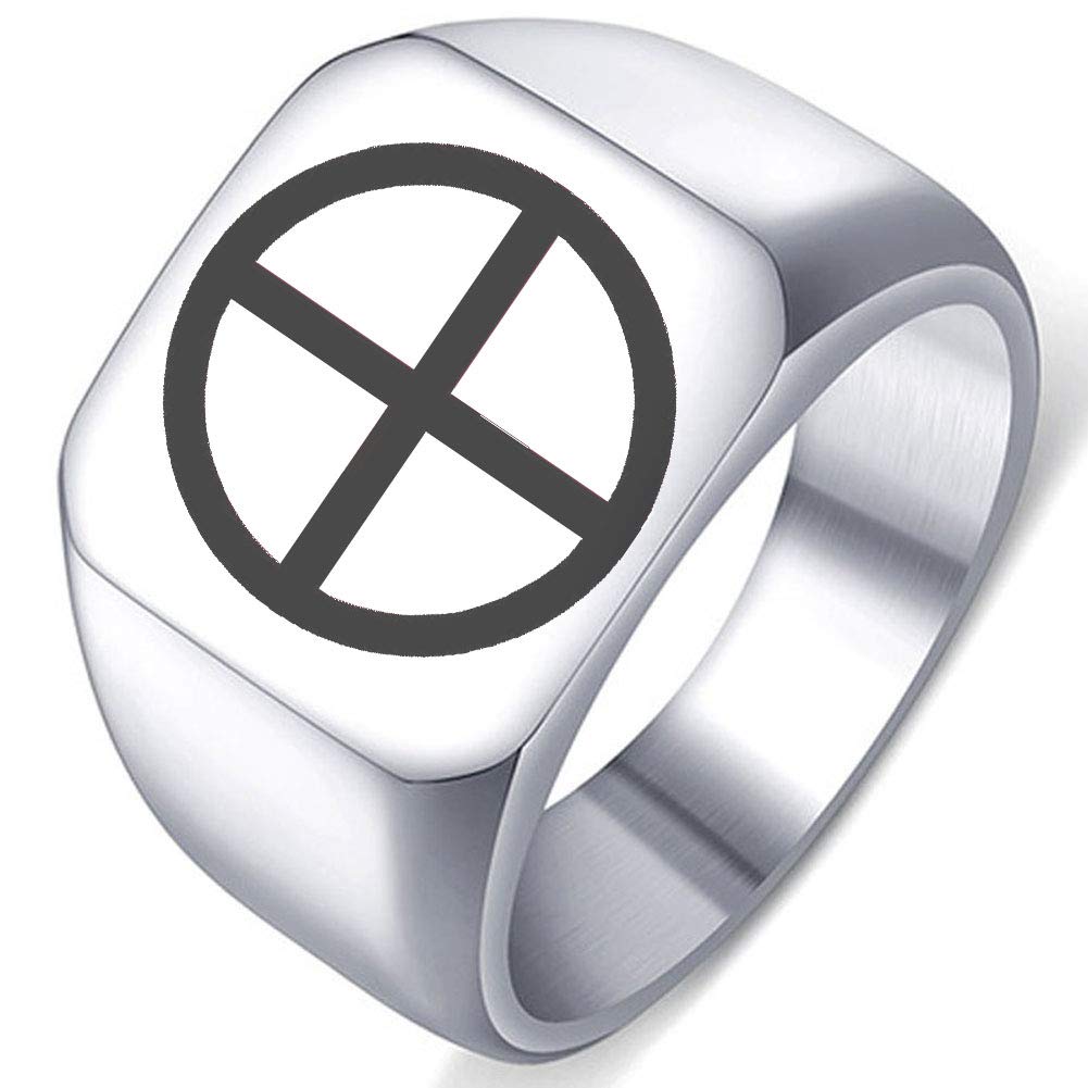 Laser Engraved Sun Wheel Cross Stainless Steel Ring for Men & Women - Durable Polished Jewelry for Everyday Wear, Gift Giving & Spiritual Protection