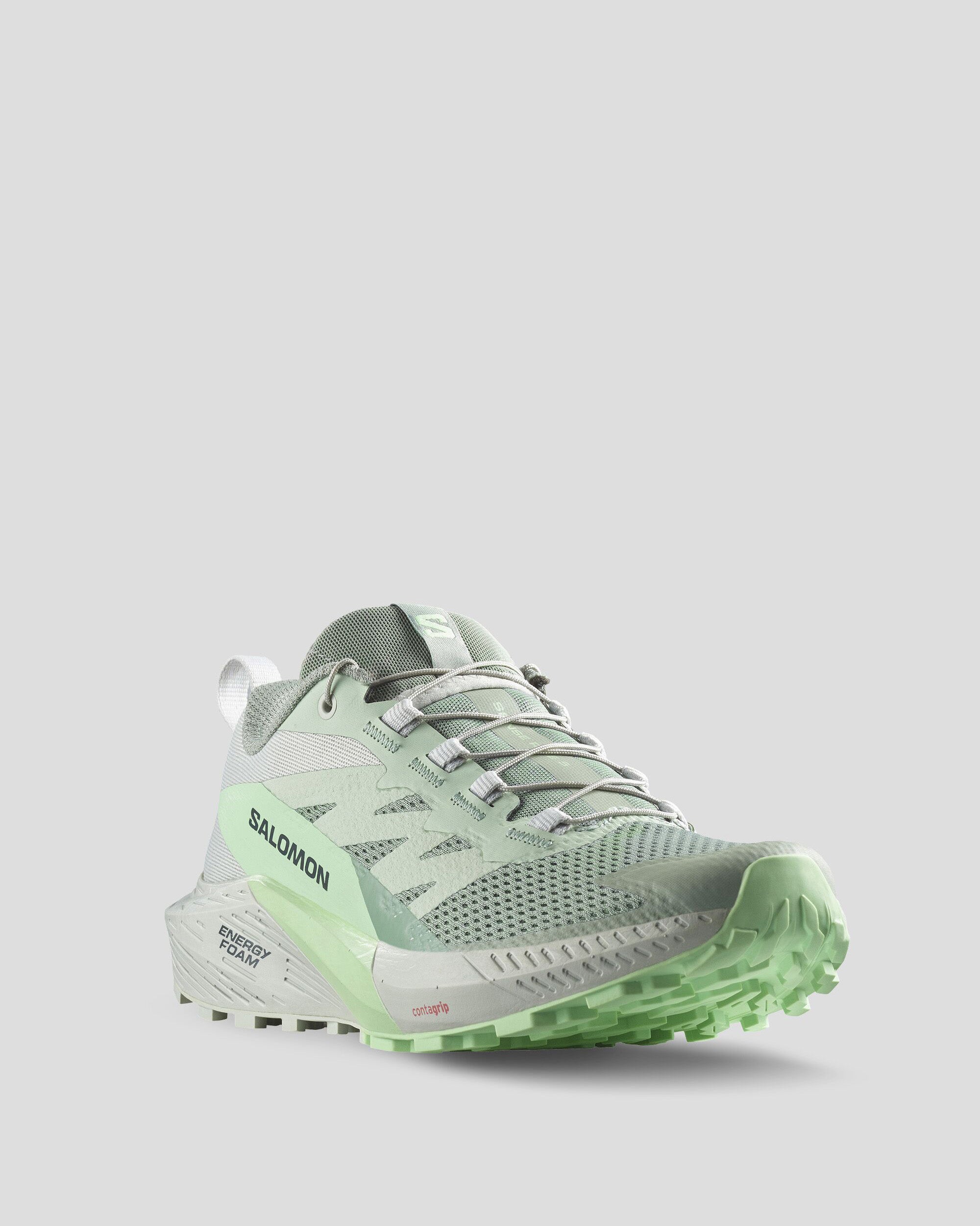 Salomon Sense Ride 5 Women's Trail Running Shoes - Lightweight & Durable for Hiking & Outdoor Adventures - Lily Pad/Metal/Green Ash Color