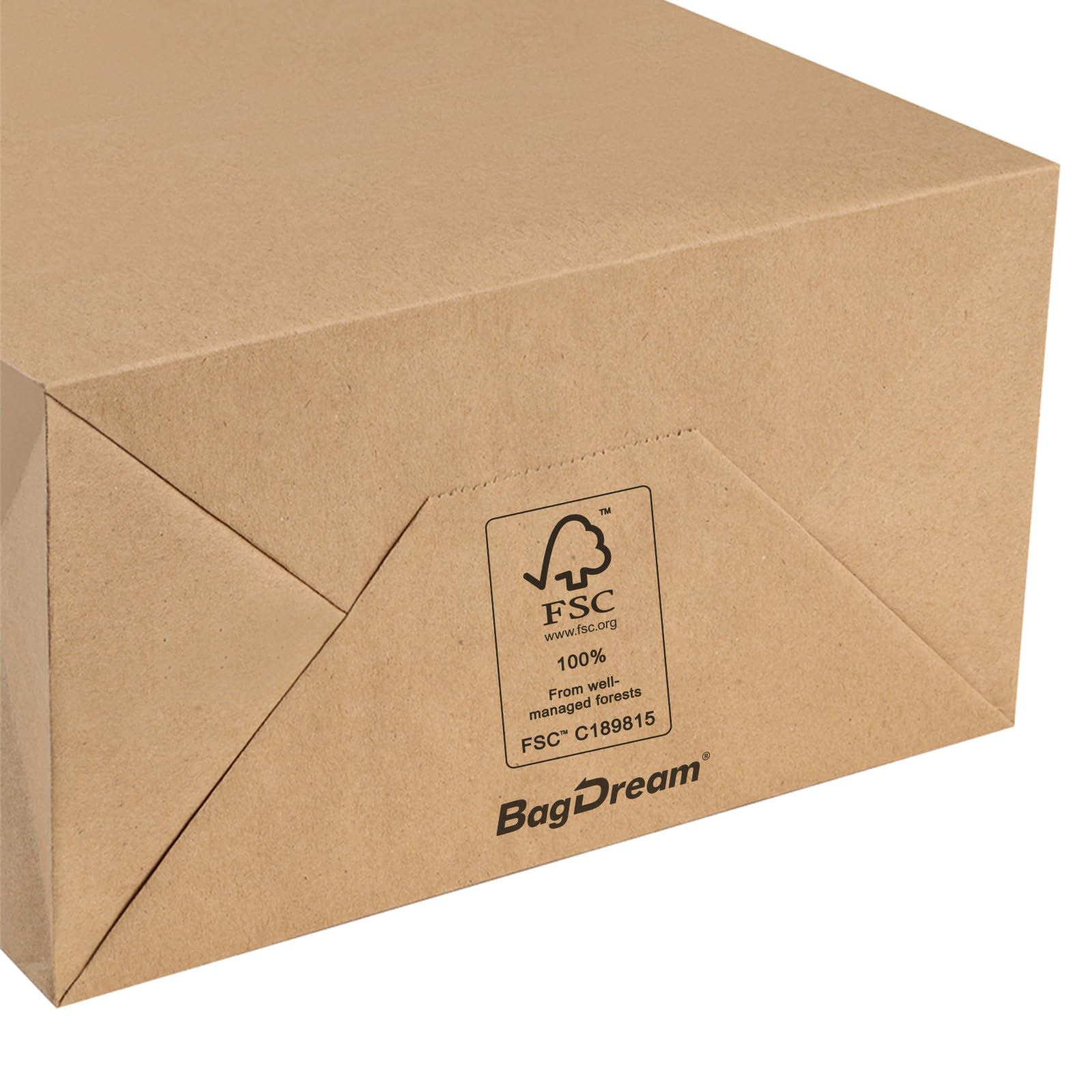 BagDream 13x7x17 Inches 50Pcs Recycled Brown Kraft Paper Gift Bags with Handles - Bulk Party, Shopping, Retail & Merchandise Bags for Weddings, Birthday Gifts, Store Packaging & Eco-Friendly Shopping