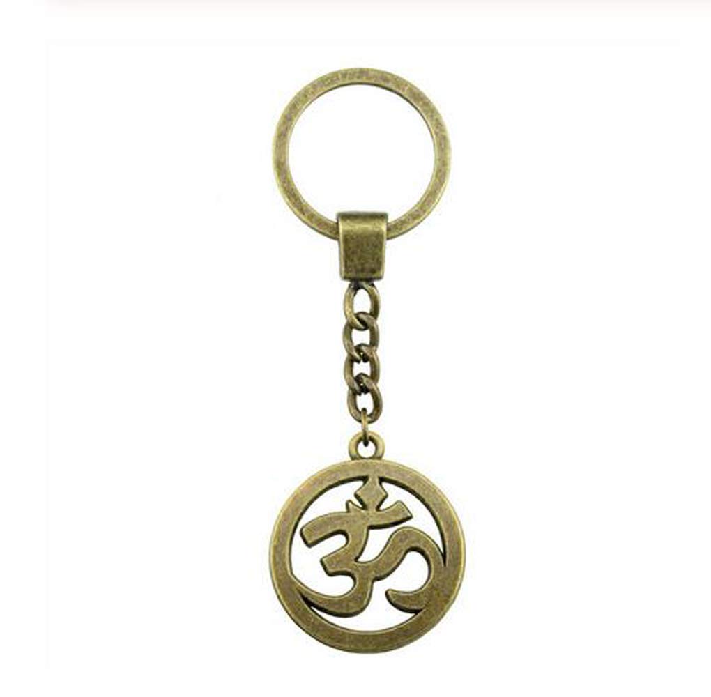 Om Sign Keychain - Spiritual Key Ring for Men, Ancient Bronze Fashion Jewelry - Perfect Gift for Yoga Lovers & Meditation Practitioners