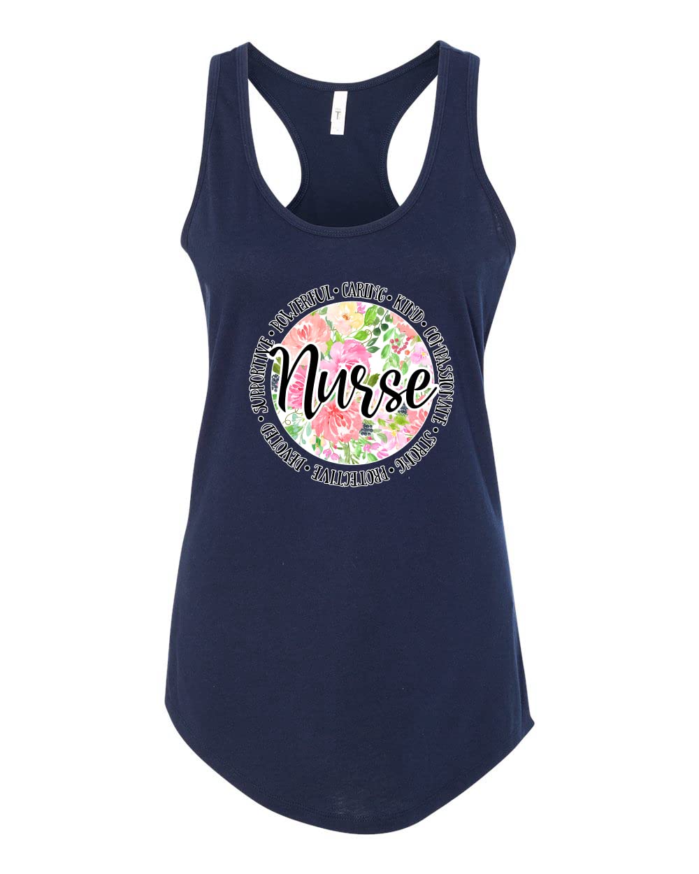 Floral Nurse Appreciation Tank Top for Women - Comfortable Racerback Casual Tee for Nurses Week, Medical Professionals & Healthcare Workers - Perfect for Gifts, Workwear or Everyday Use