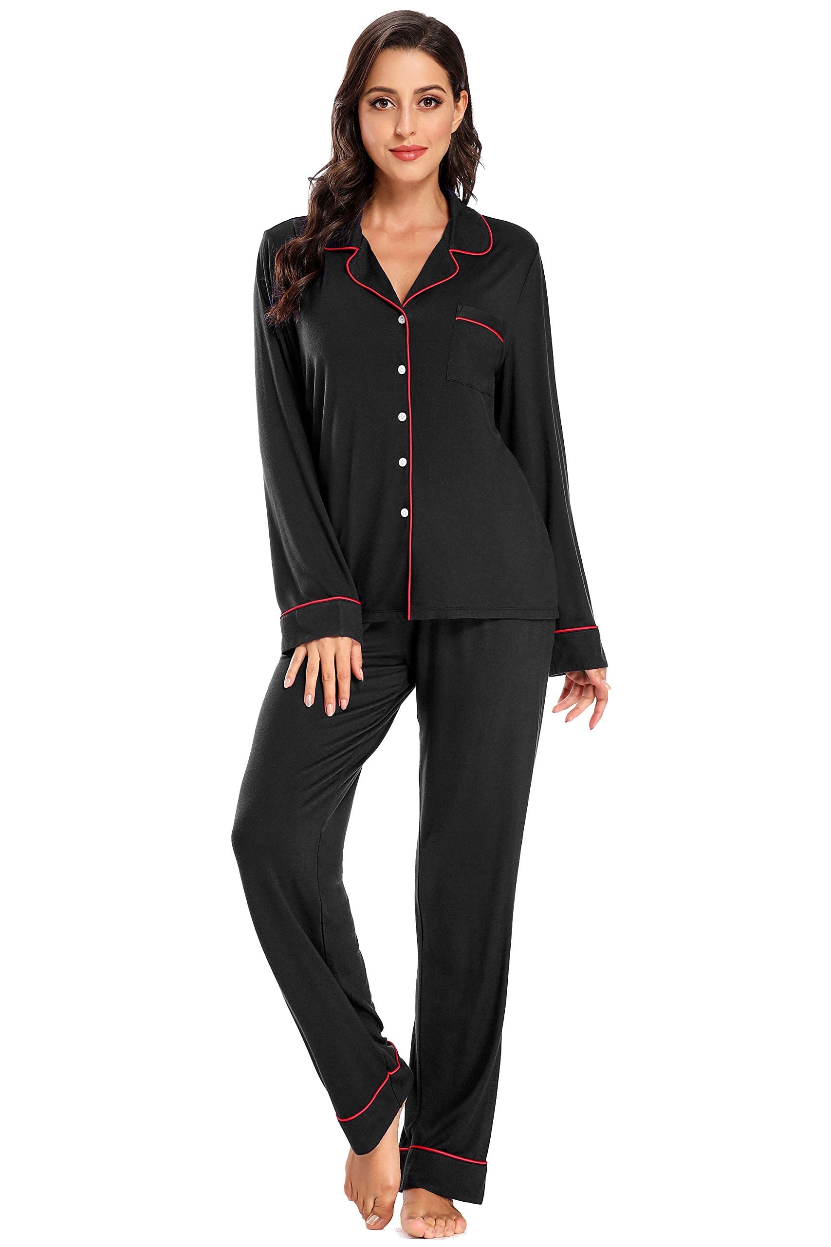 IZZY + TOBY Women's Long Sleeve Pajama Set - Soft Printed Sleepwear with Pockets - Cozy Nightwear & Lounge Outfit for Relaxing at Home or Sleepovers