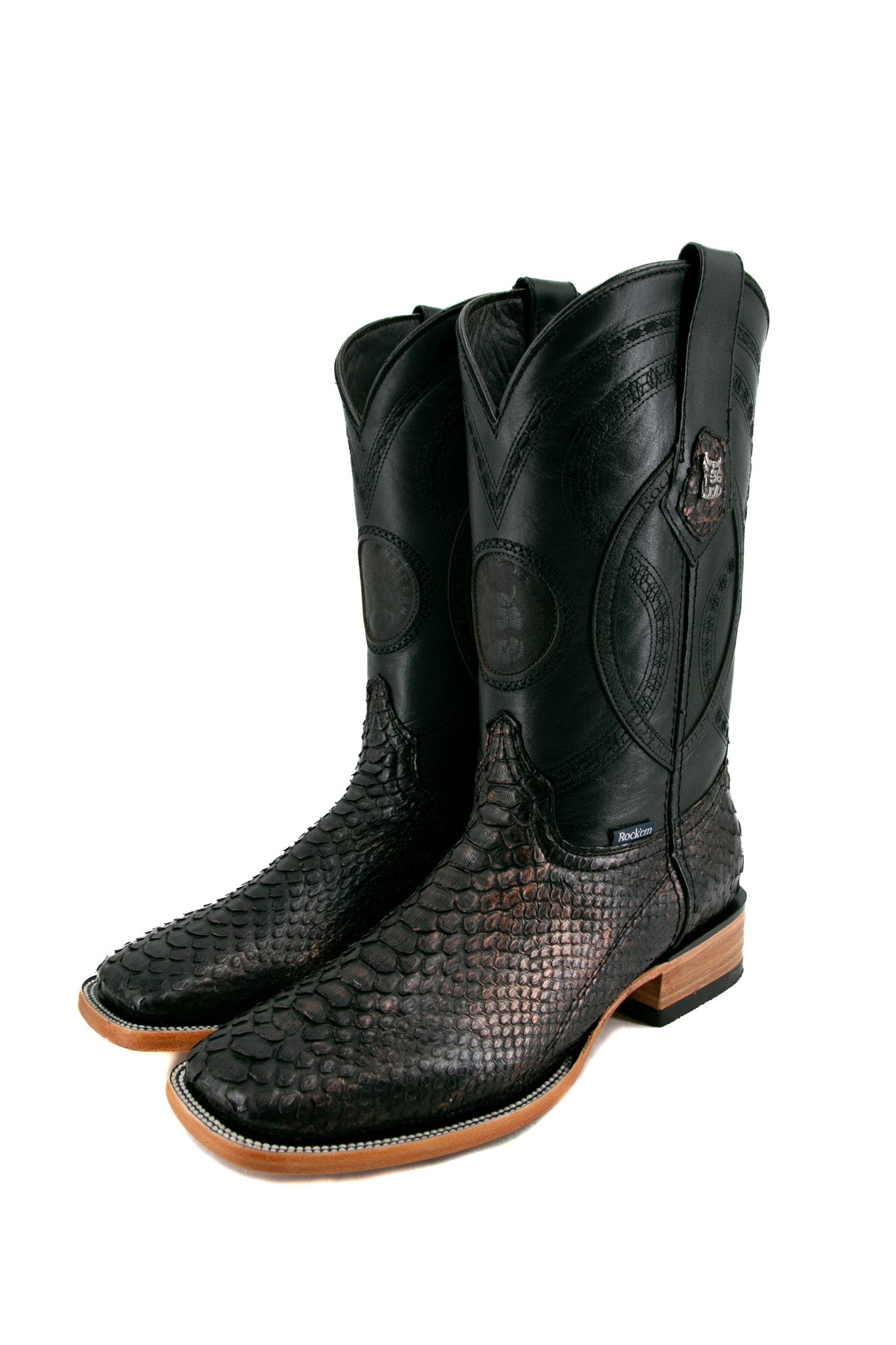 Exotic Python Square Toe Cowboy Boots for Men & Women - Western Style Fashion Boots for Rodeo, Country Music Festivals & Night Out