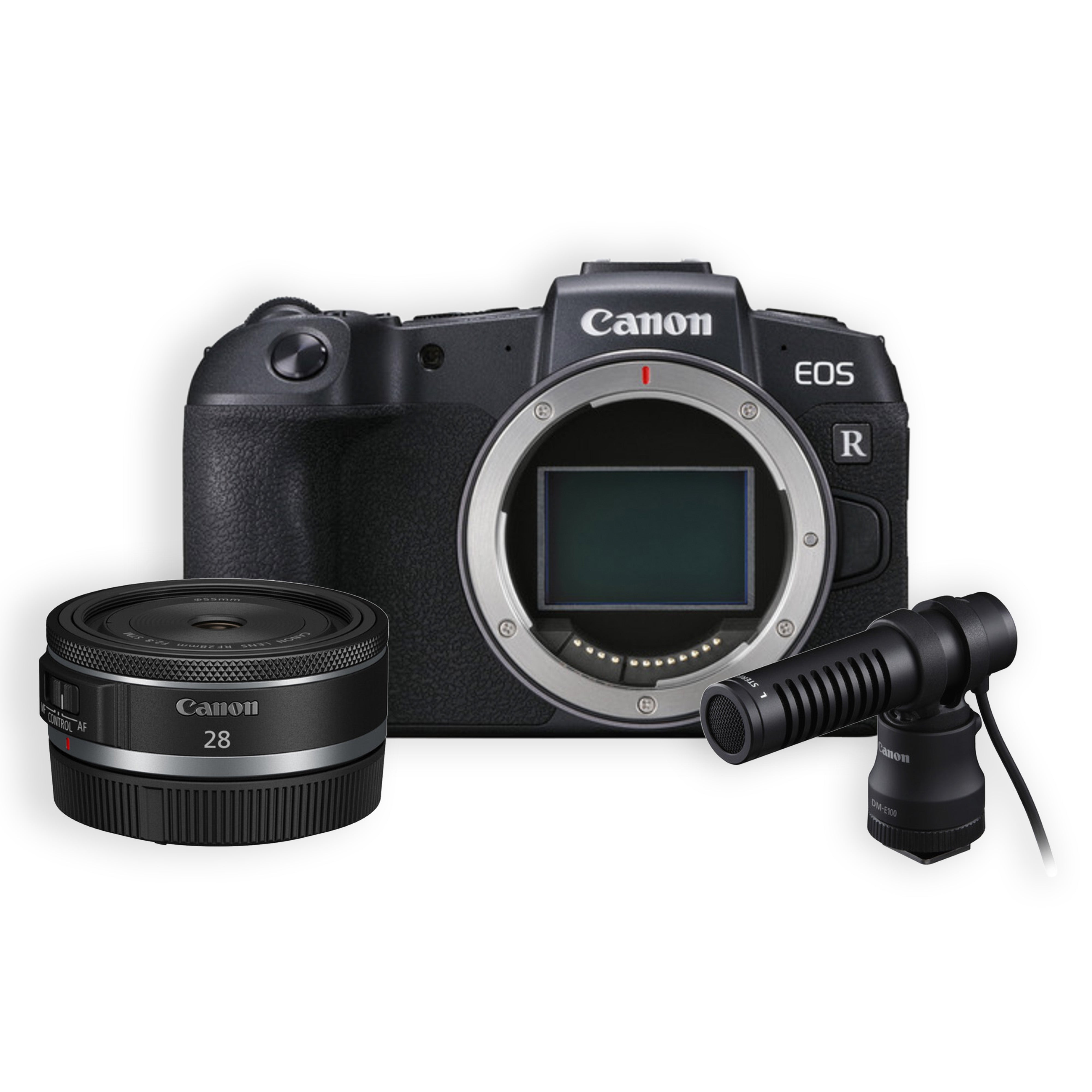 Canon EOS RP Full Frame Mirrorless Camera with RF 28mm f/2.8 STM Lens & DM-E100 Directional Microphone Kit - Professional Vlogging, Travel Photography & Content Creation
