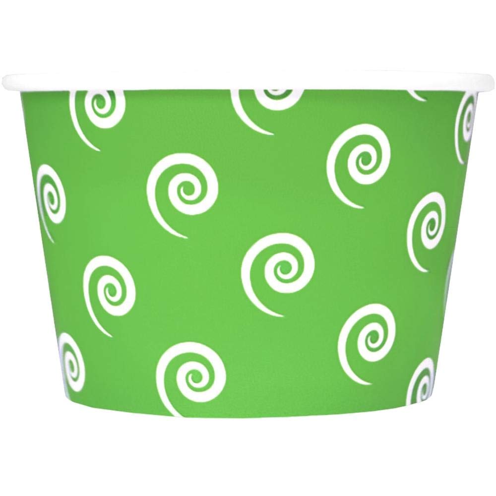 1,000-Pack 8 oz Green Disposable Ice Cream Cups - Eco-Friendly Paper Dessert Containers for Swirls & Twirls | Perfect for Frozen Yogurt, Gelato, Sundaes & Party Treats