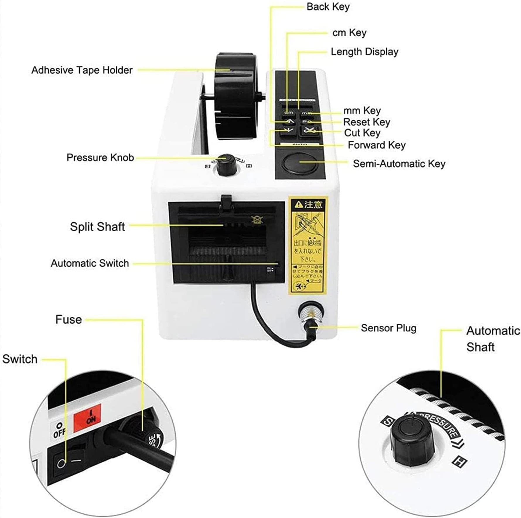 SEVEEZ Electric Tape Cutter Machine - Automatic Desktop Tape Dispenser with 39 Inch Max Cutting Length for Office, Packaging & DIY Projects