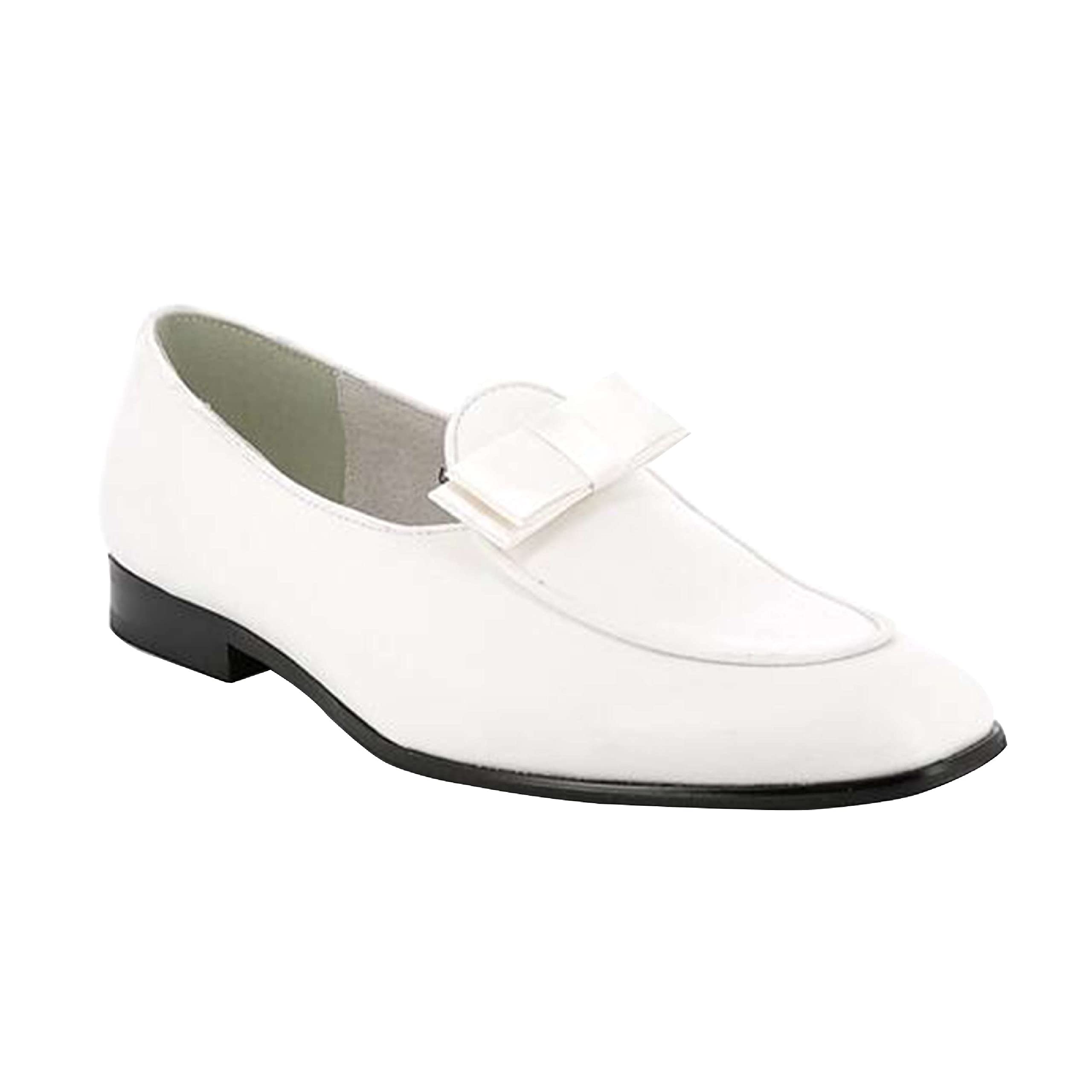 Xposed Men's Shiny Patent Leather Loafers with Bow Tie - Formal Slip-On Dress Shoes for Wedding, Prom & Business Occasions - Comfortable & Stylish Men's Wedding Shoes