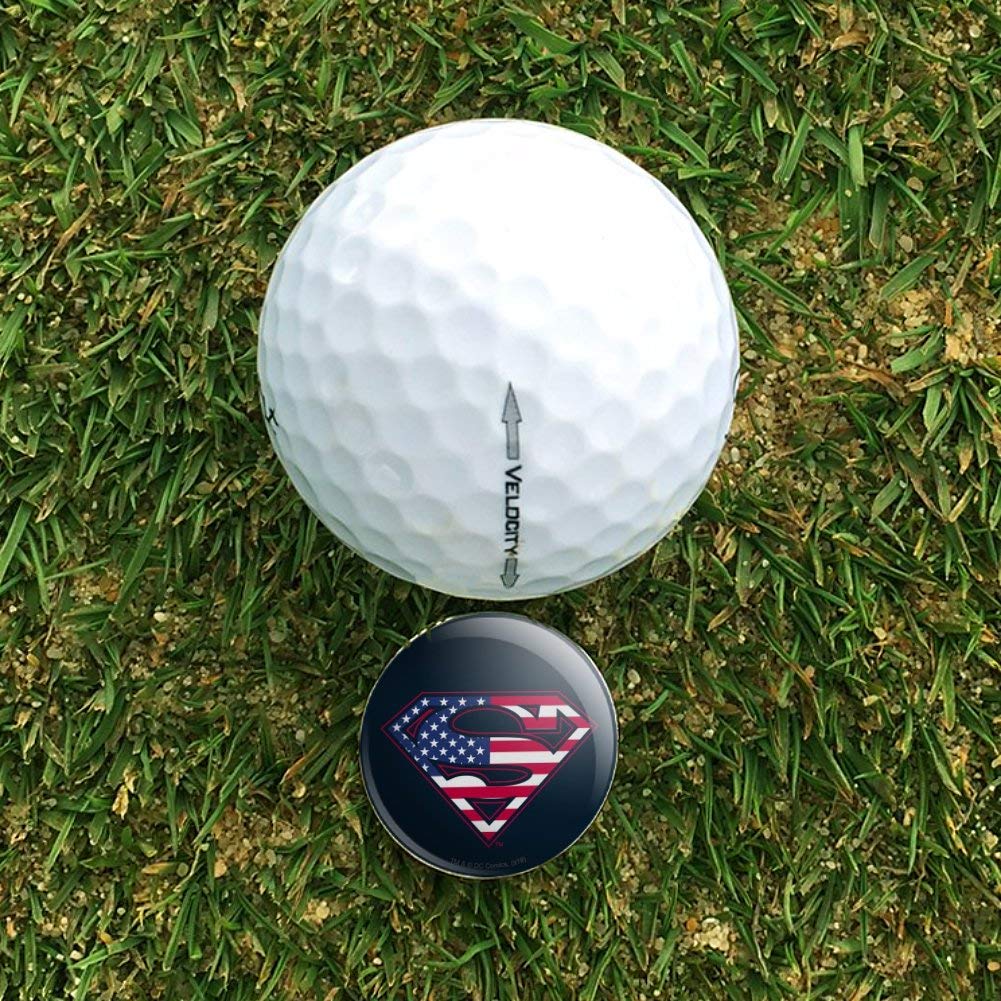 Superman USA American Flag Shield Logo Golf Hat Clip with Magnetic Ball Marker - Stylish Golf Accessory for Men & Women - Perfect for Golf Courses, Driving Range & Outdoor Sports