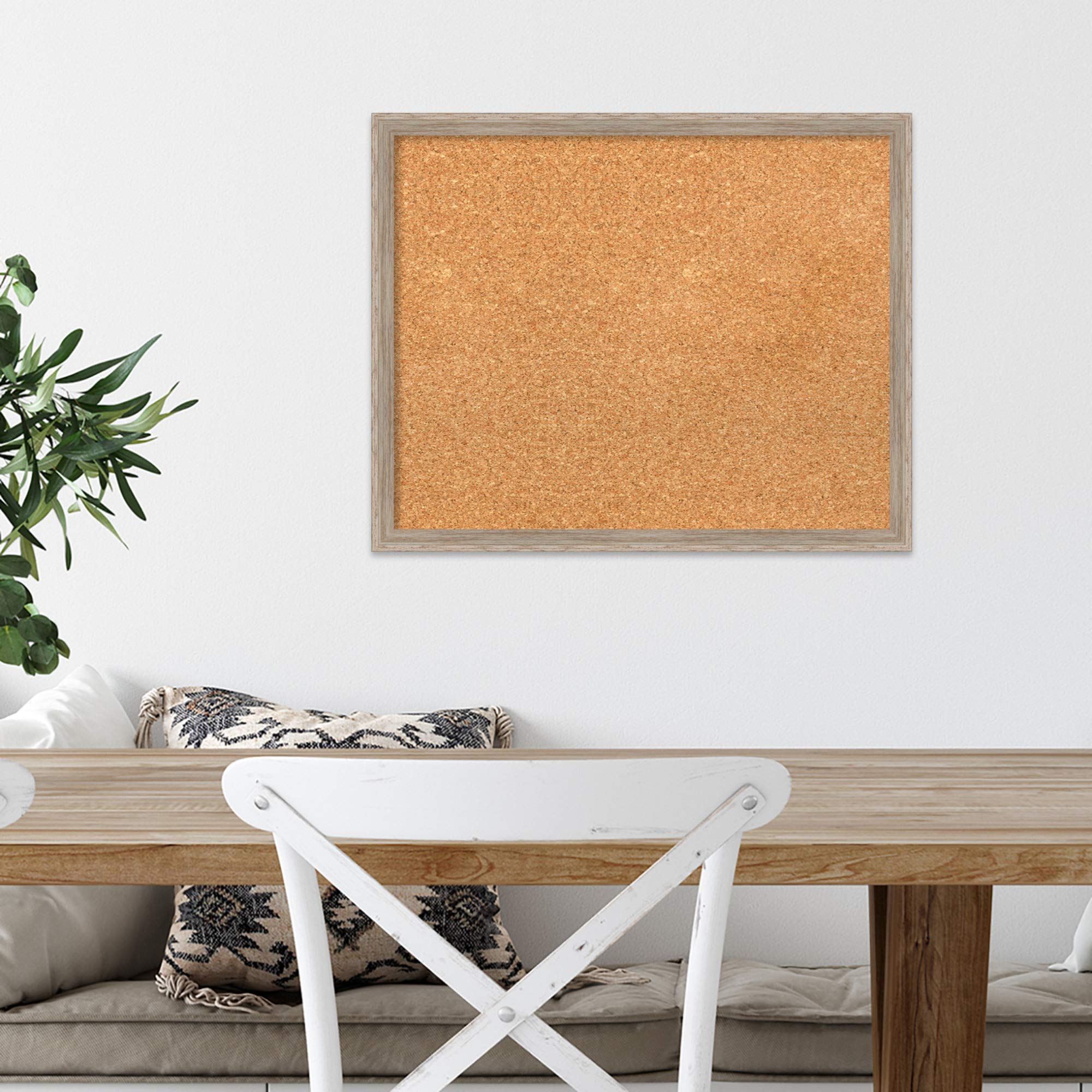 Amanti Art 17x21 Inch Natural Cork Board with White Frame - Rustic Office & Home Decor for Vision Board, Memo Board, Pinboard - Perfect for Wall Organization, Memo Display & Home Decor