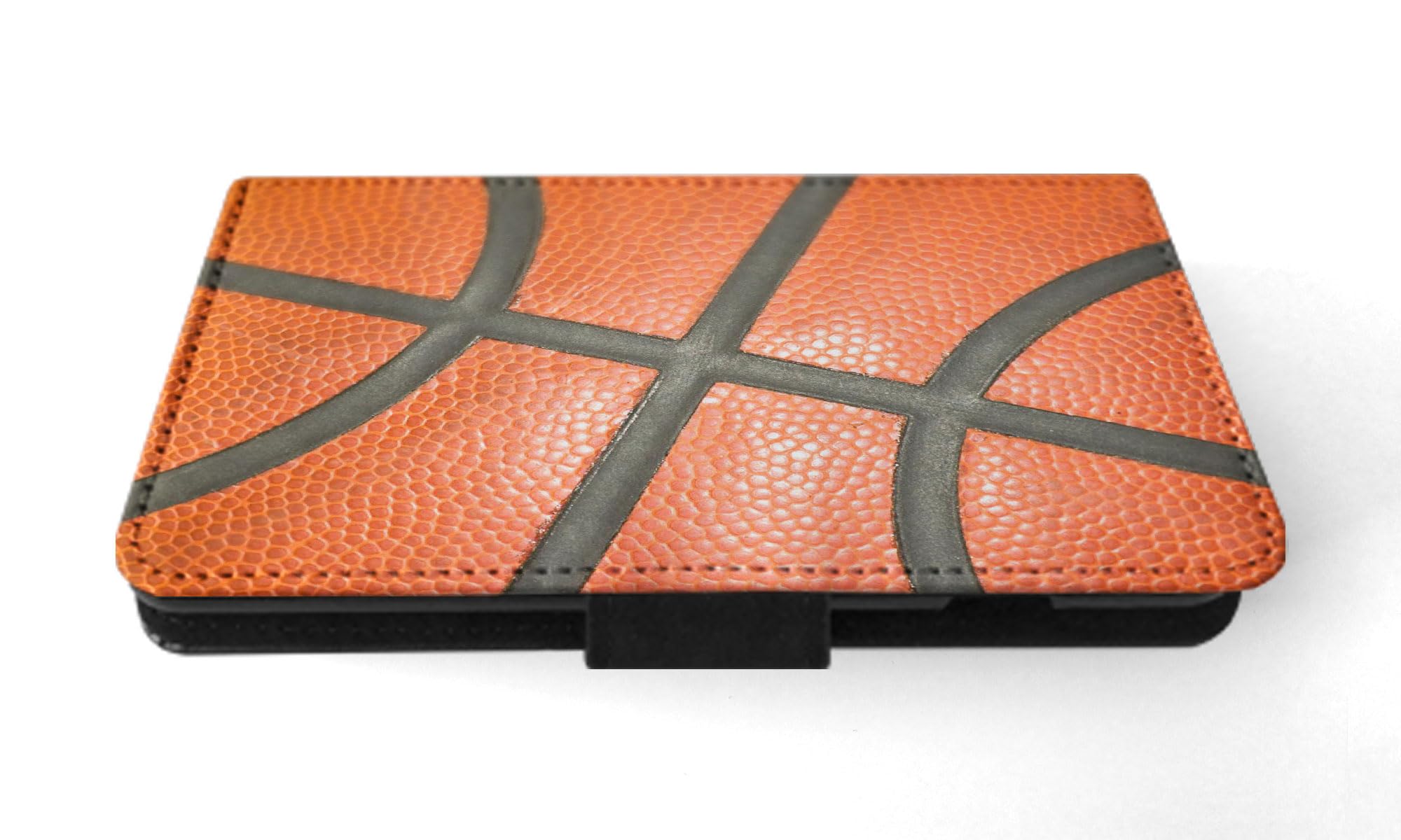 Basketball Texture Flip Wallet Phone Case for Apple iPhone 15 - Slim Protective Cover with Card Holder | Perfect for Sports Fans, Gym & Everyday Use