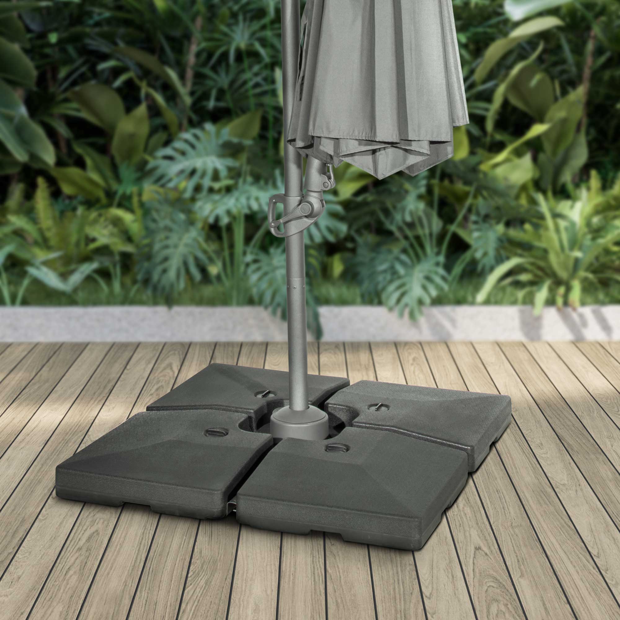 4-Piece 92L Fillable Parasol Base for Patio Umbrellas - Water or Sand Weighted for Stability - Perfect for Outdoor Dining, Poolside Lounging & Garden Decor (DG269)