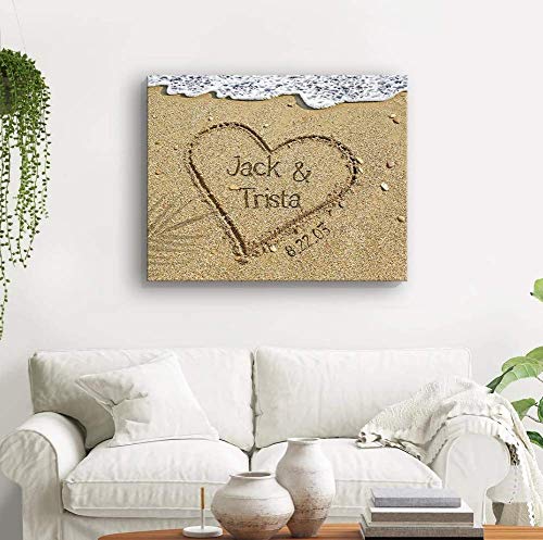 Custom Beach Name Wall Art - Personalized Sand Writing Canvas - Unique Coastal Home Decor for Living Room, Bedroom & Beach House