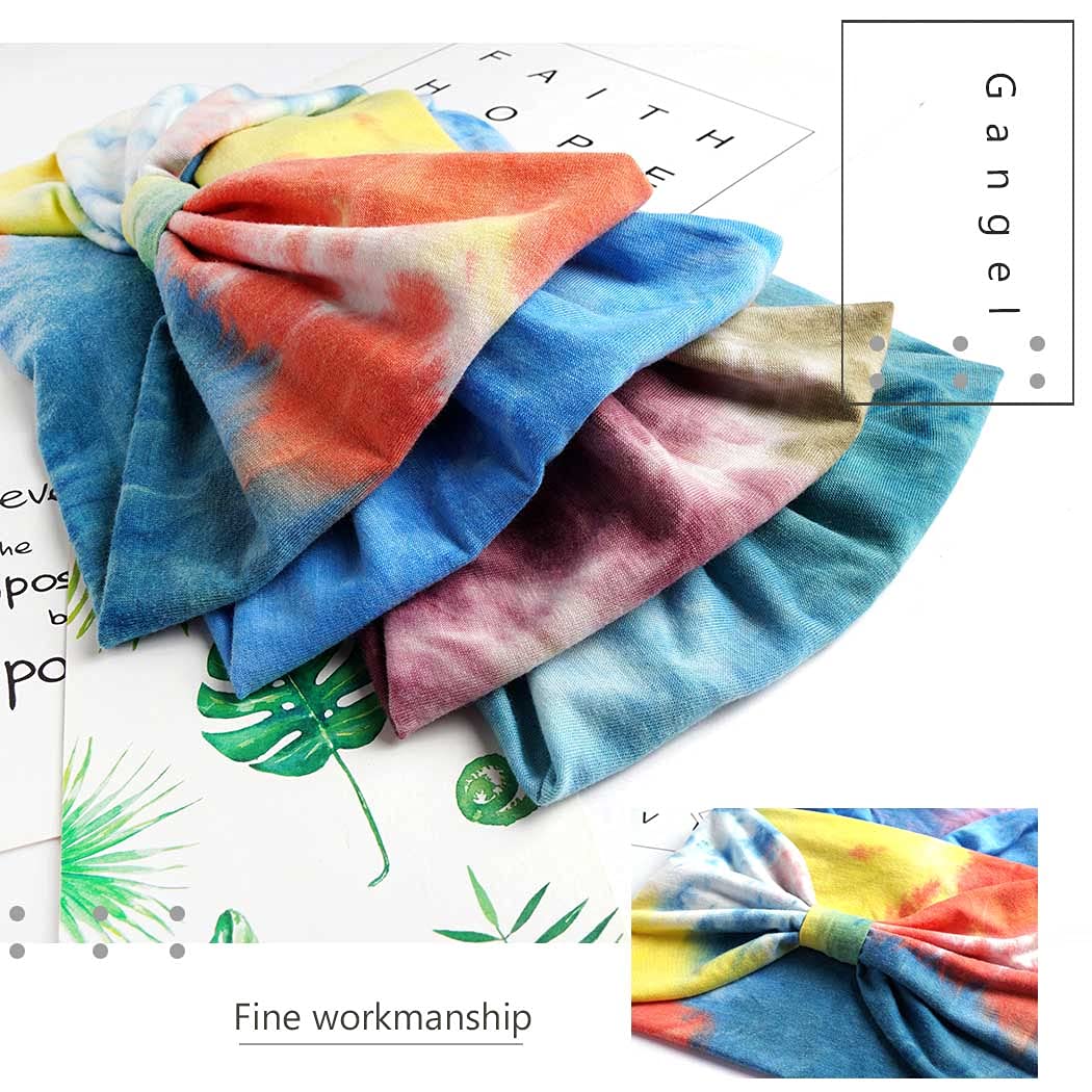 Tie Dye Headbands for Women - Wide Boho Turban Knotted Head Wraps & Yoga Hair Scarves (Pack of 4) - Perfect for Yoga, Workouts, Beach & Festival Fashion Accessories