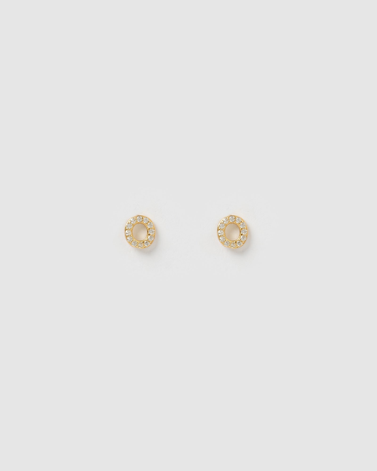 Izoa Mini Alphabet Letter O Stud Earrings - Gold Plated Initial Earrings for Women, Perfect for Everyday Wear, Gifts & Special Occasions