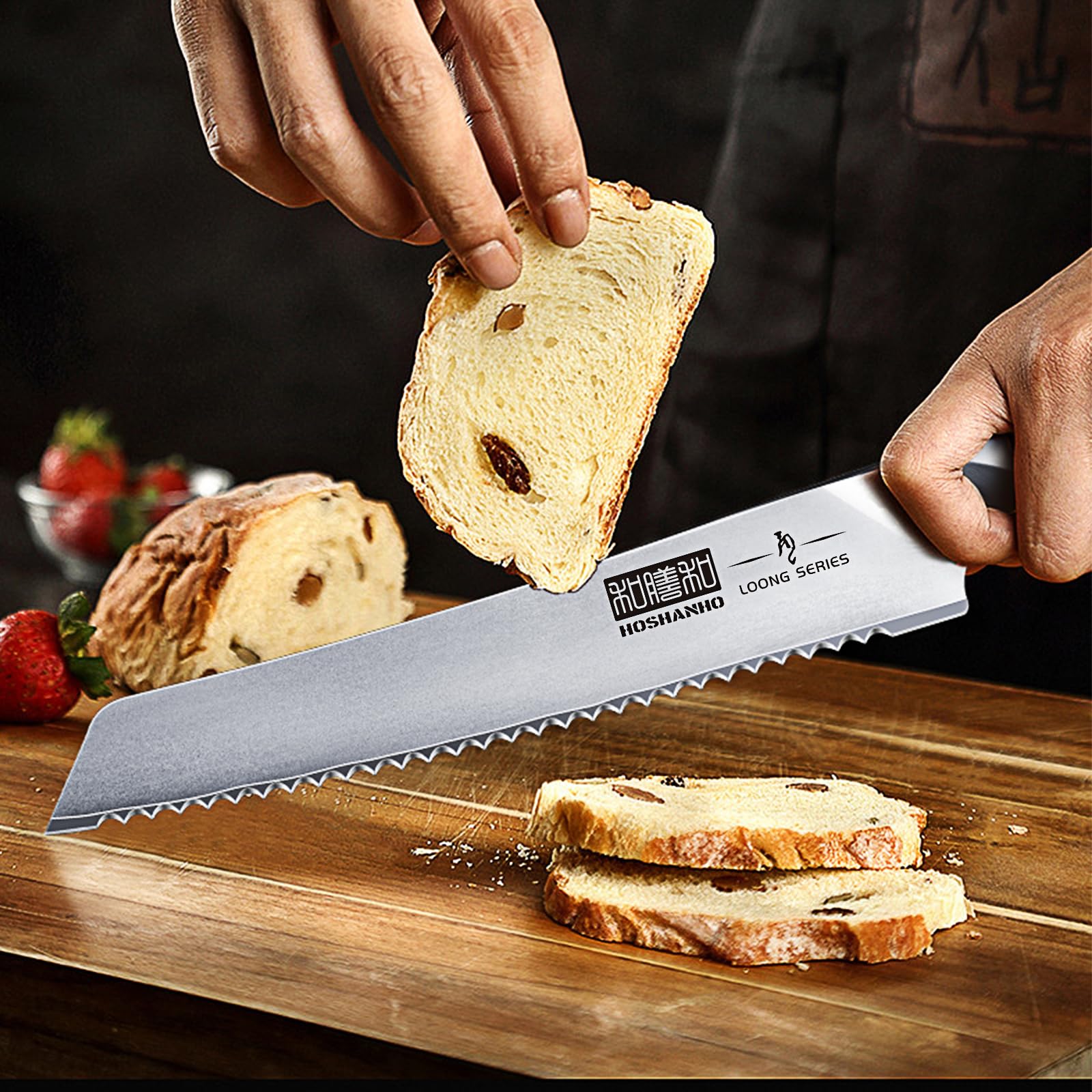 8 Inch Japanese High Carbon Stainless Steel Serrated Bread Knife - Professional Chef's Bread Cutting Tool for Homemade Loaves, Baguettes & Pastries | Ideal for Bakeries, Kitchens & Bread Lovers