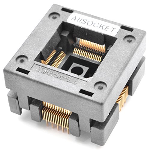 QFP64-0.5 IC Burn-in Test Socket - 0.5mm Pitch, 10x10mm IC Size, Open-Top Soldering Version (QFP64-0.5-STP) for PCB Testing and IC Programming in Electronics Manufacturing
