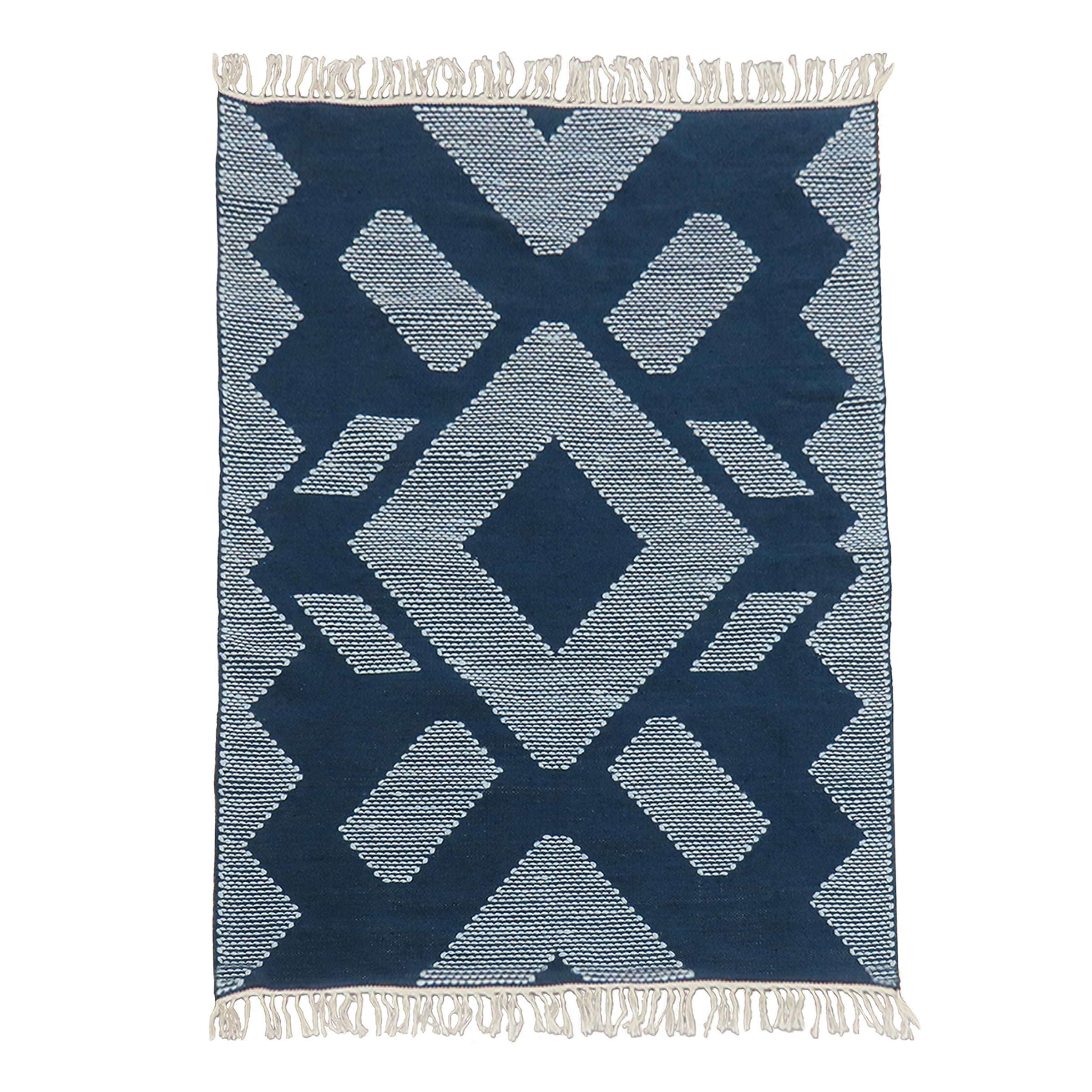 5x7 ft. Indigo Blue Hand Woven Outdoor Rug - Durable & Waterproof for Patio, Deck, Garden, and Poolside - Perfect for Boho & Coastal Decor
