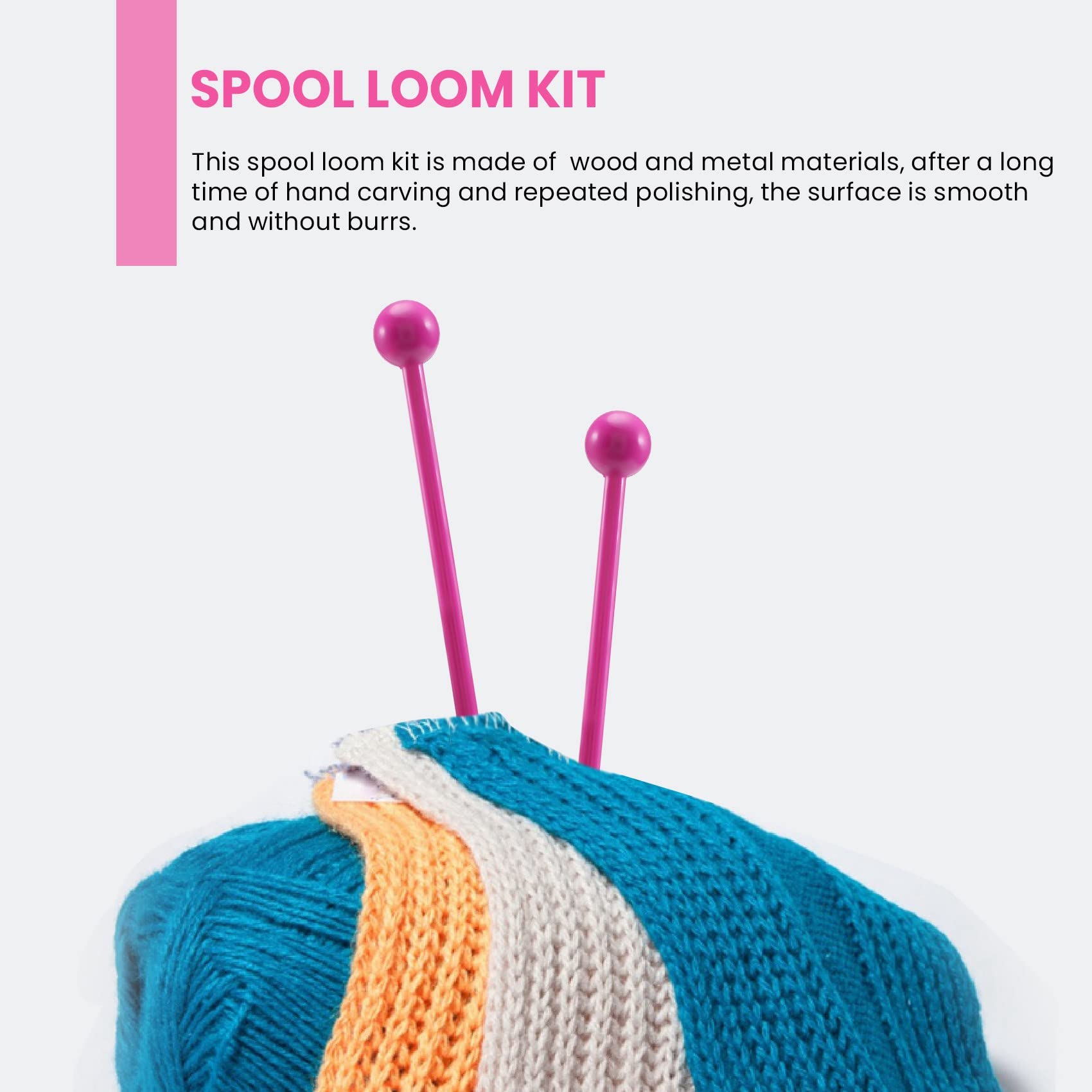 2-Pack French Knitter Tool - Wooden Knitting Set & Spool Knitting Doll for DIY Bracelets, Scarves, Hats - Perfect for Kids Crafts, Handmade Gifts & Knitting Beginners
