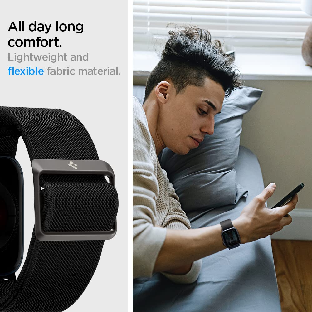 Spigen Air Fit Nylon Solo Loop Band for Apple Watch Series 10 42mm, Series 9/8/7 41mm, SE2/SE/6/5/4 40mm, Series 3/2/1 38mm - Lightweight Breathable Sport Strap for Running, Gym & Everyday Wear