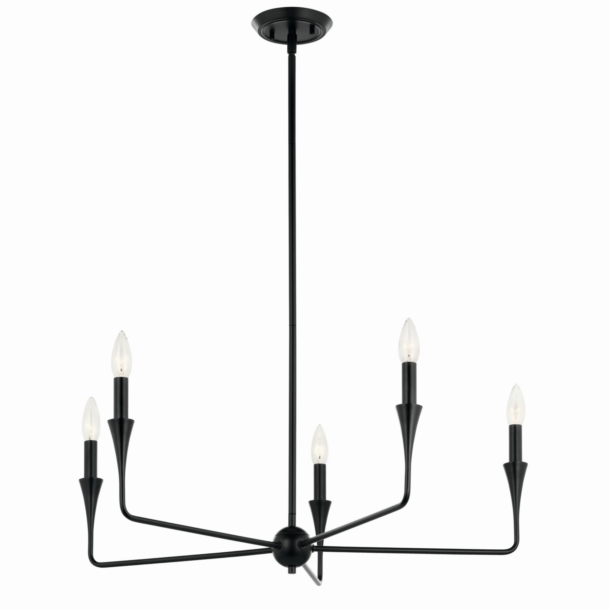 Alvaro 30-Inch 5-Light Black Chandelier - Single Tier Modern Ceiling Light Fixture for Dining Room, Bedroom, or Living Room Decor