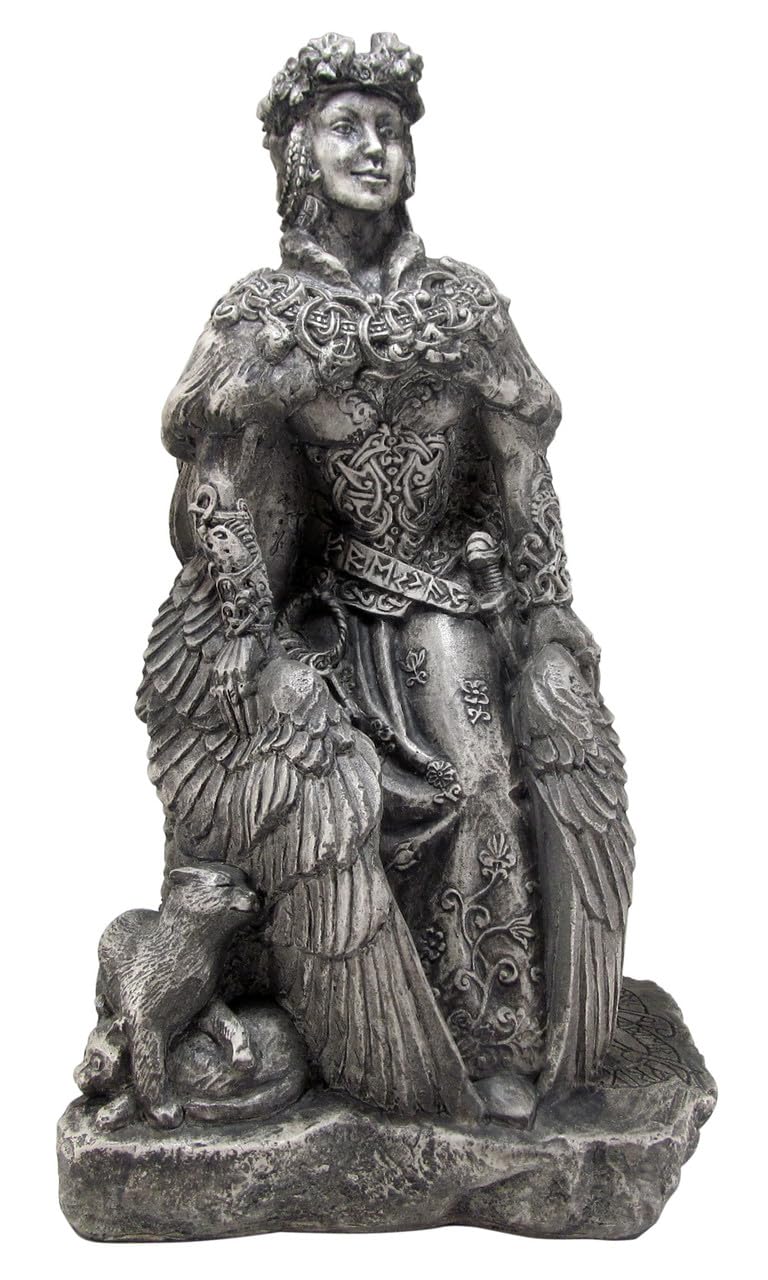 Freya Statue - Norse Goddess of Love, Beauty & War - 13 Inch Viking Figurine with Stone Finish - Perfect for Home Altar, Norse Decor & Viking Enthusiast Gifts
