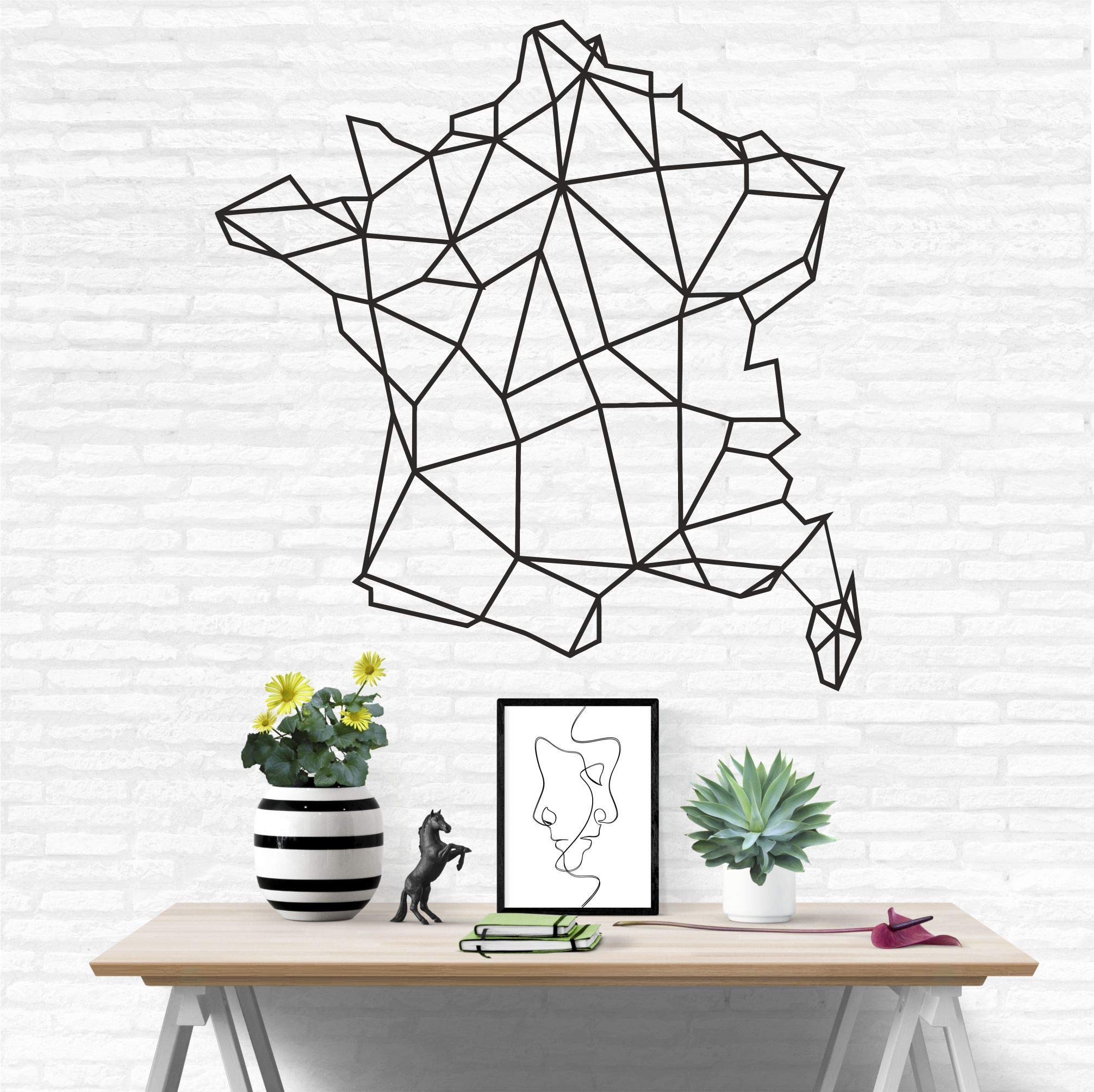 DEKADRON Metal France Map Wall Art - Geometric France Map Decor, 28