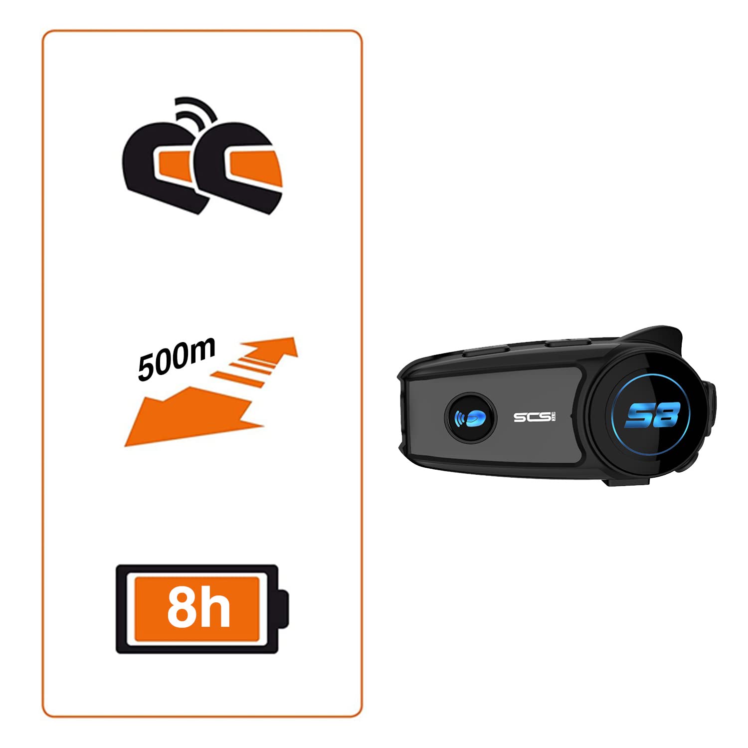 S8 Motorcycle Helmet Bluetooth Headset - 1000m Range, 2-Way Intercom for Riders with CVC Noise Cancellation | Hands-Free Calling, Voice Control & HD Music | Perfect for Long Rides & Group Tours (2-Pack)