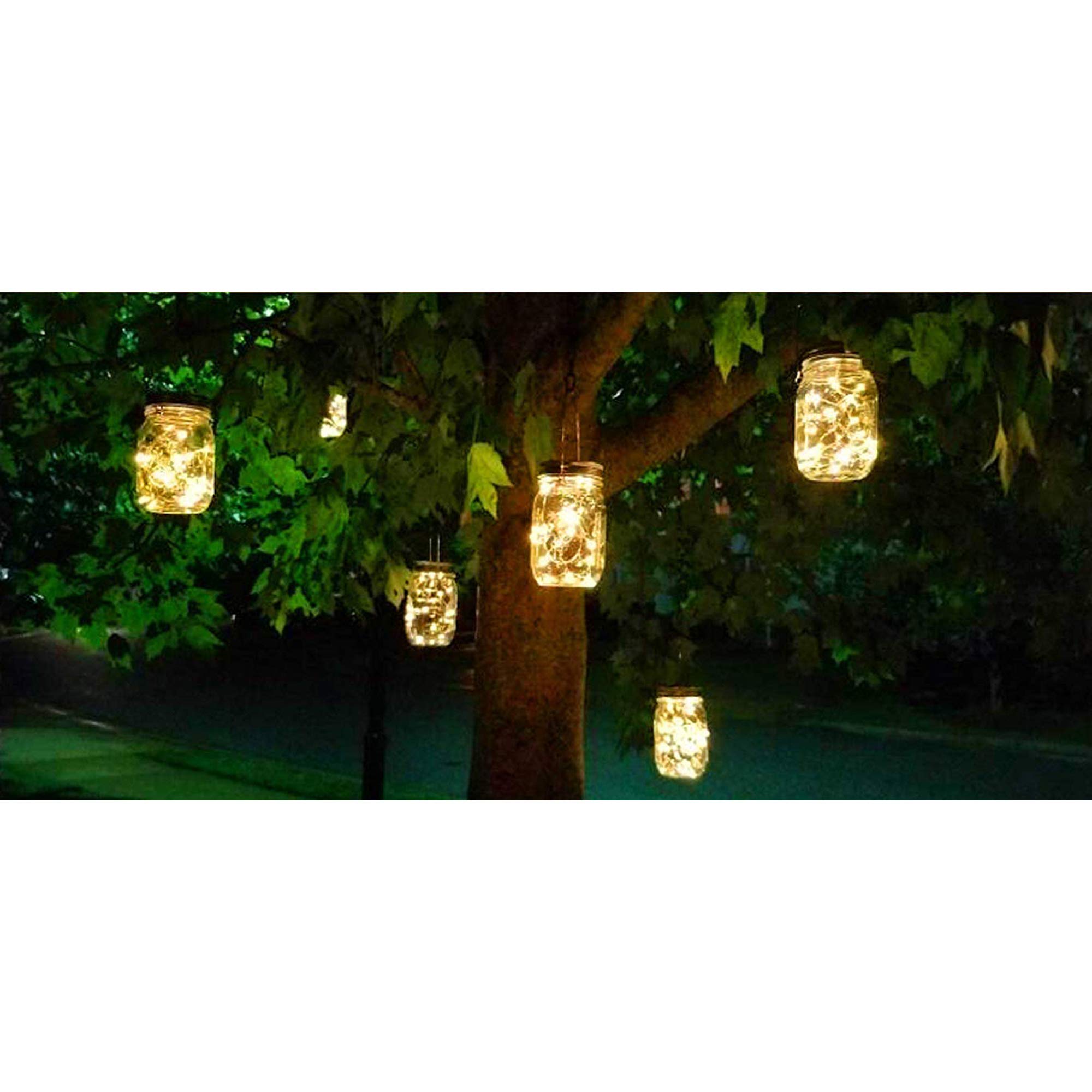 4 Pack Solar Fairy Jar Lights - 30 LED Mason Jar Firefly Lights for Outdoor Patio, Garden, Table Decorations - Waterproof Solar Lantern with Mason Jars & Hangers - Perfect for Mother's Day Gifts, Wedding Decor, Backyard Parties & Romantic Ambiance