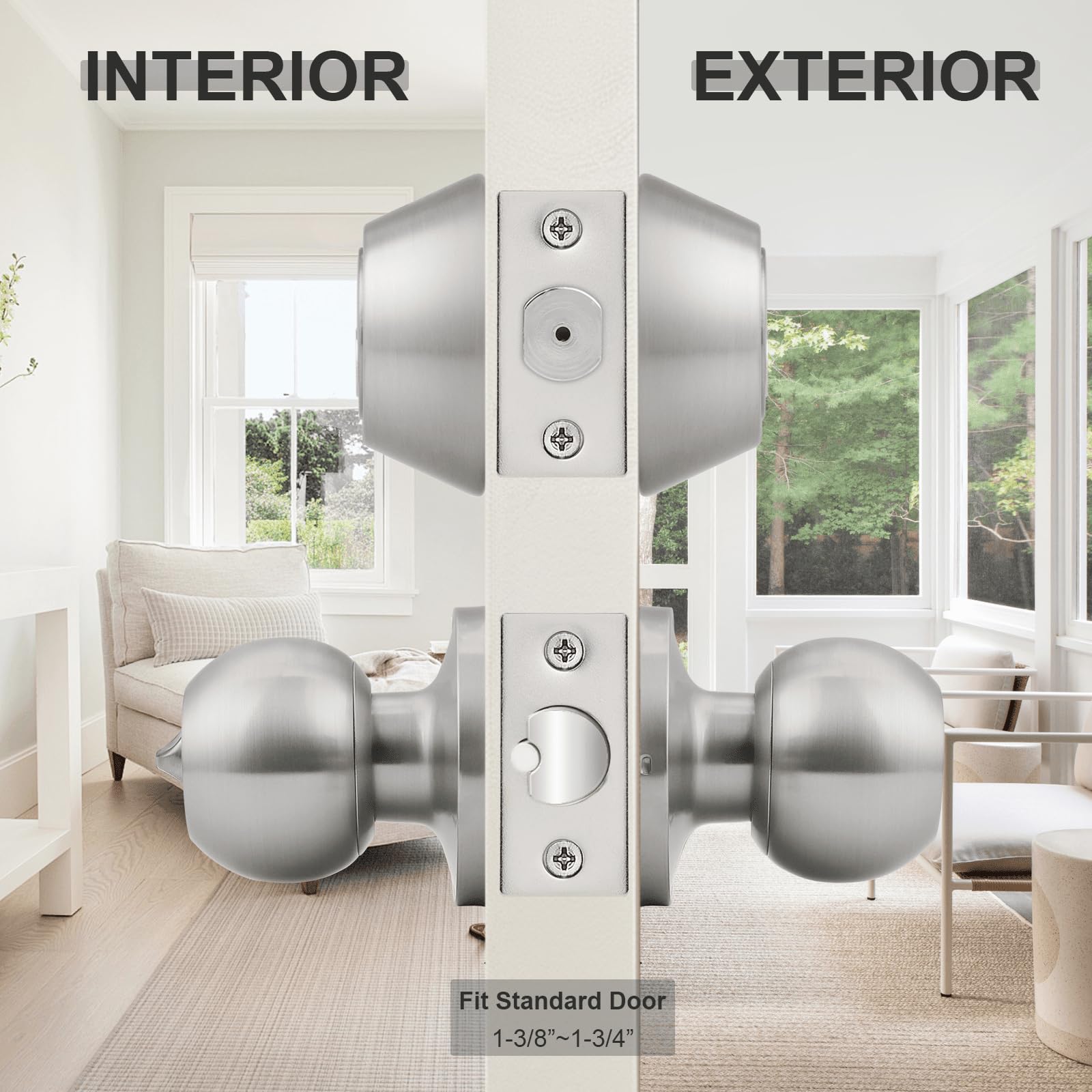 5 Pack Keyed Alike Entry Door Knobs & Deadbolt Lock Set - Satin Nickel Finish, Double Cylinder Security, Round Style Knob for Home & Office Doors | Ideal for Front Door, Bedroom, Bathroom & Interior Doors