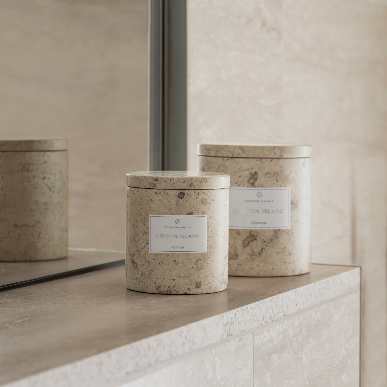 FRABLI Luxury Scented Candle in Natural Travertine Stone Jar - Aromatherapy Home Decor for Relaxation, Meditation & Romantic Ambiance