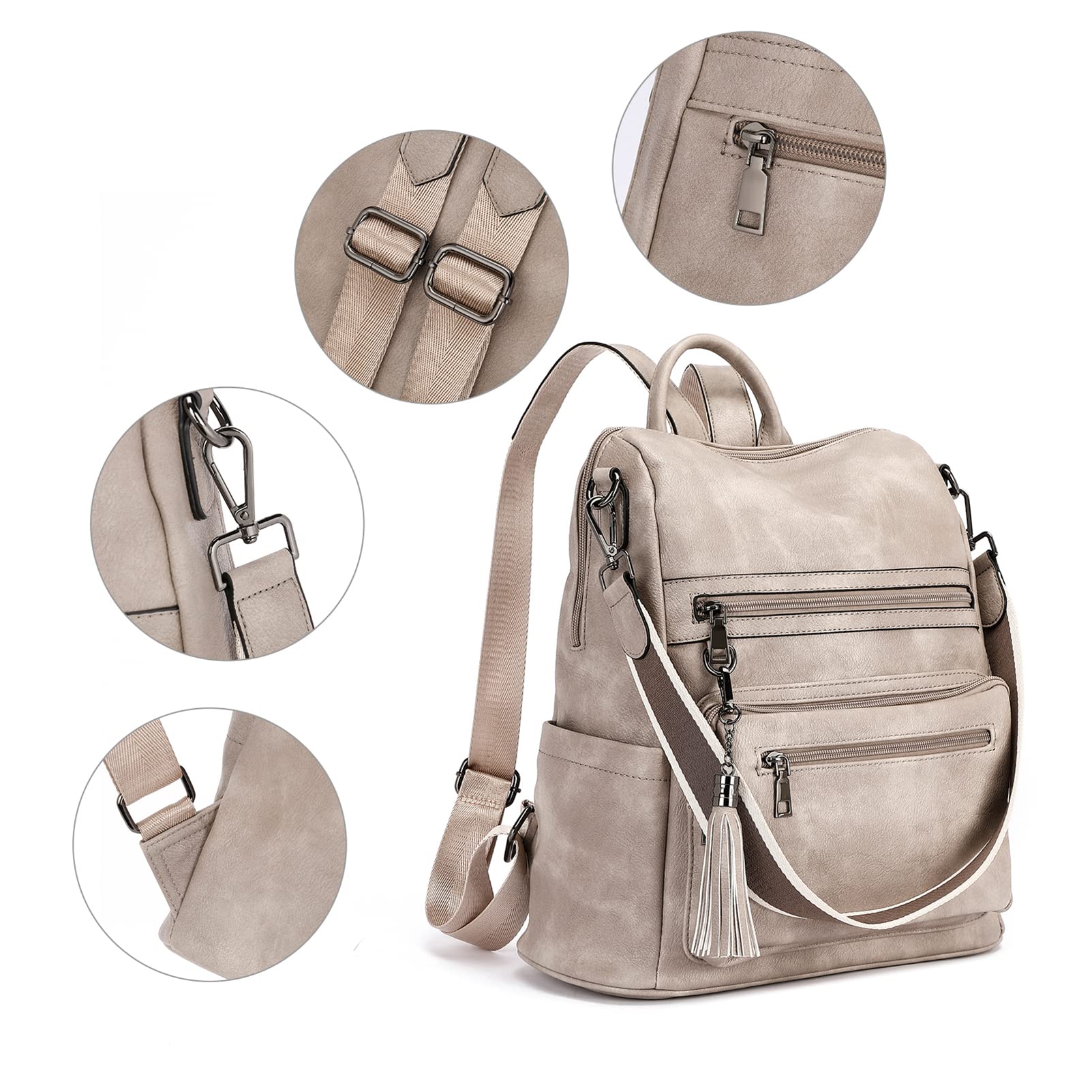 BROMEN Women's Fashion Leather Backpack Purse - Large Designer Shoulder Bag for Travel, Work & Daily Use | Stylish & Functional Handbag for Commuting, Shopping & Outings